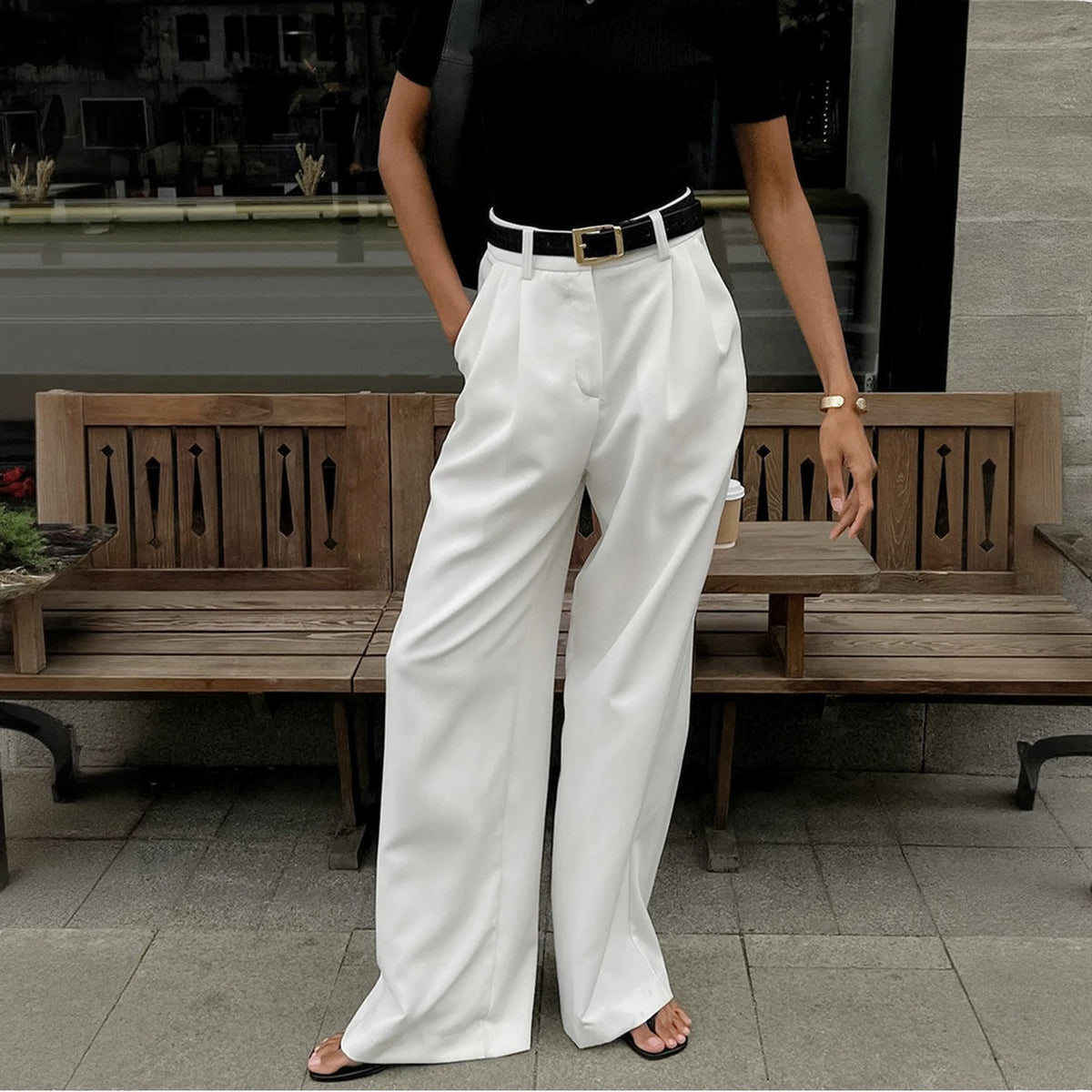 Elegante High-Waist Wide-Leg Hose