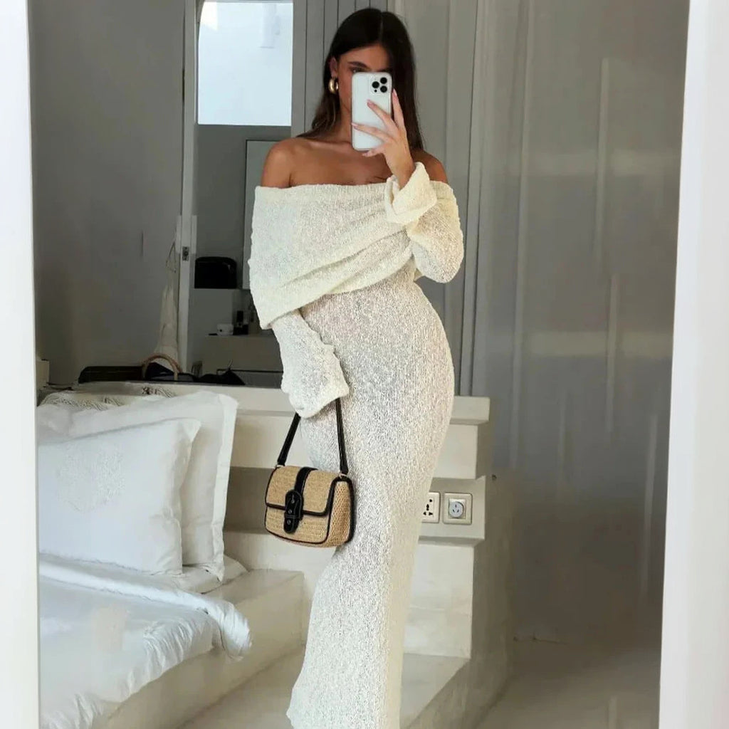 Schimmerndes Elegantes Kleid mit Off-Shoulder