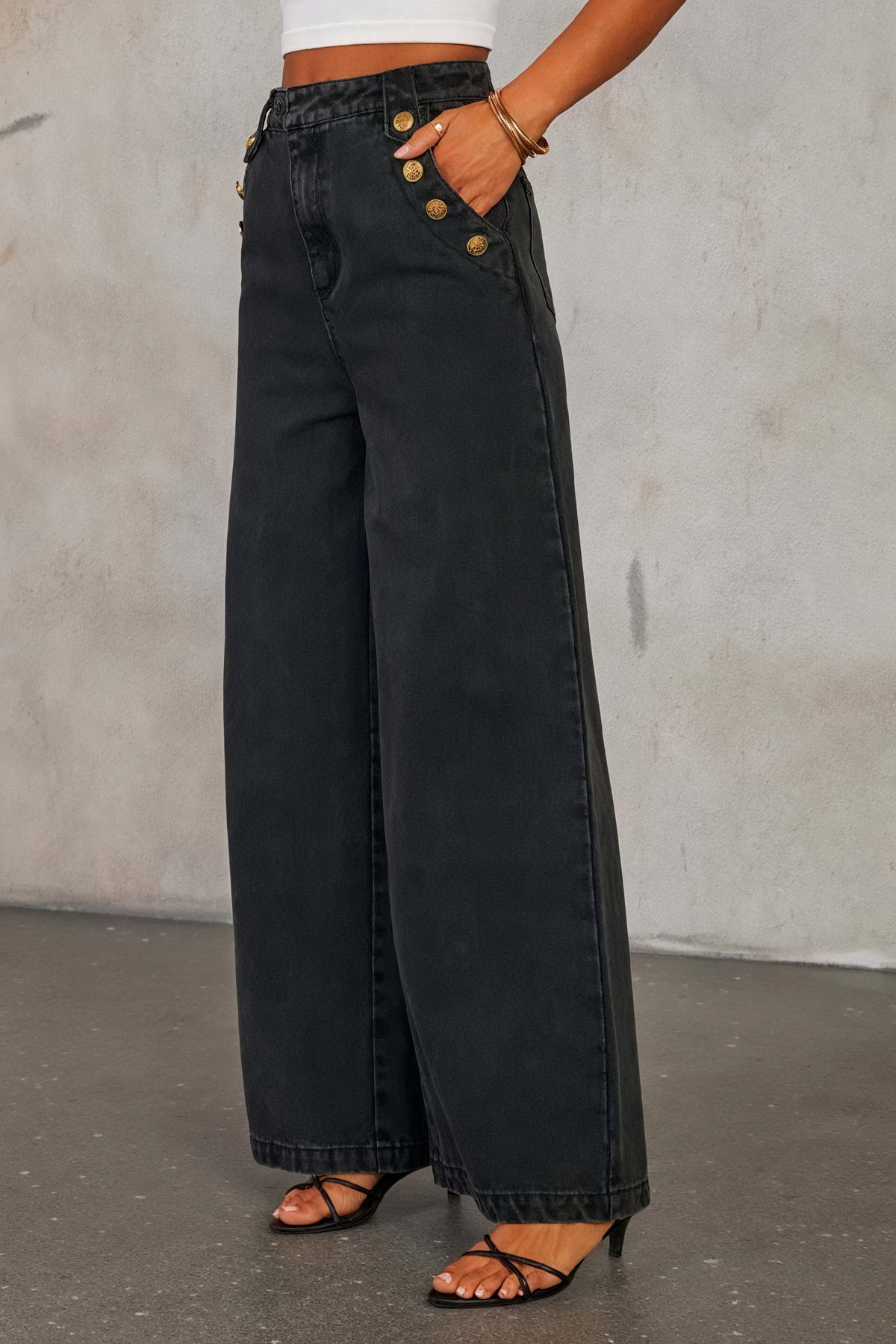Denim Weste & Wide-Leg Hose – Set