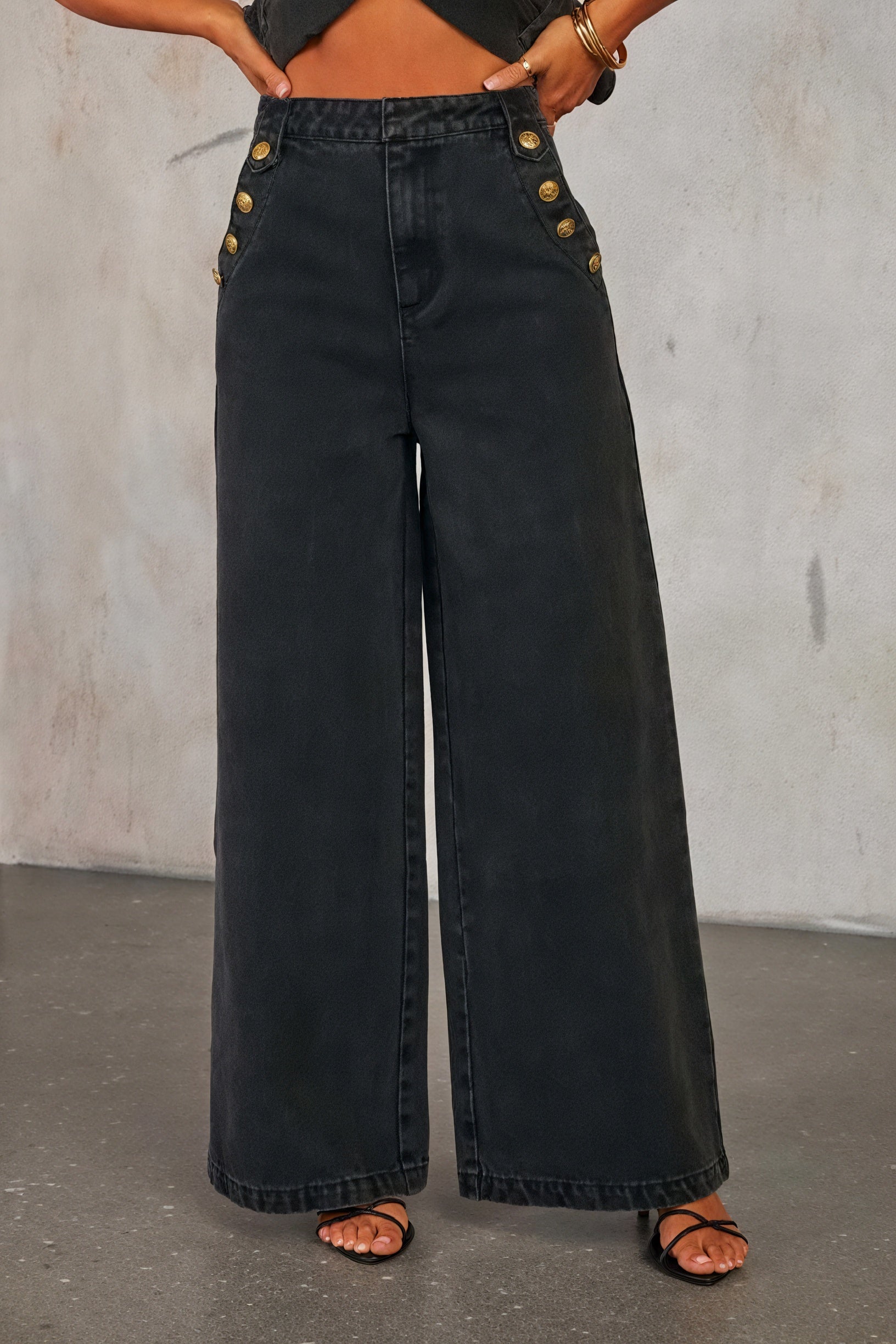 Denim Weste & Wide-Leg Hose – Set