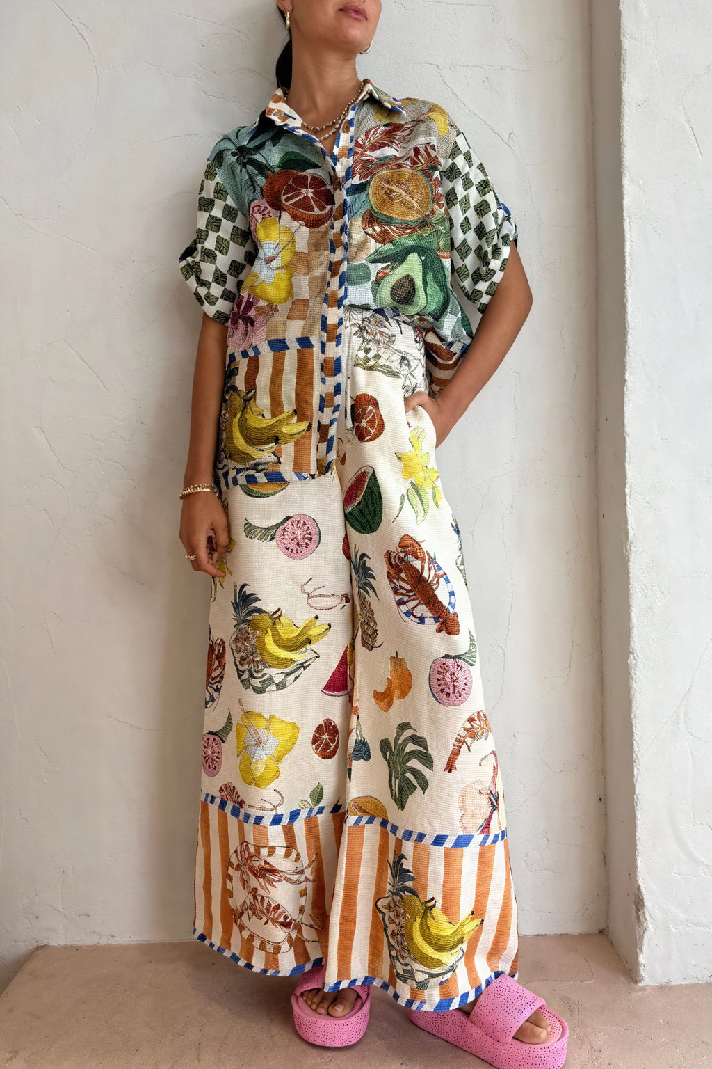 Tropischer Anzug mit Patchwork-Design