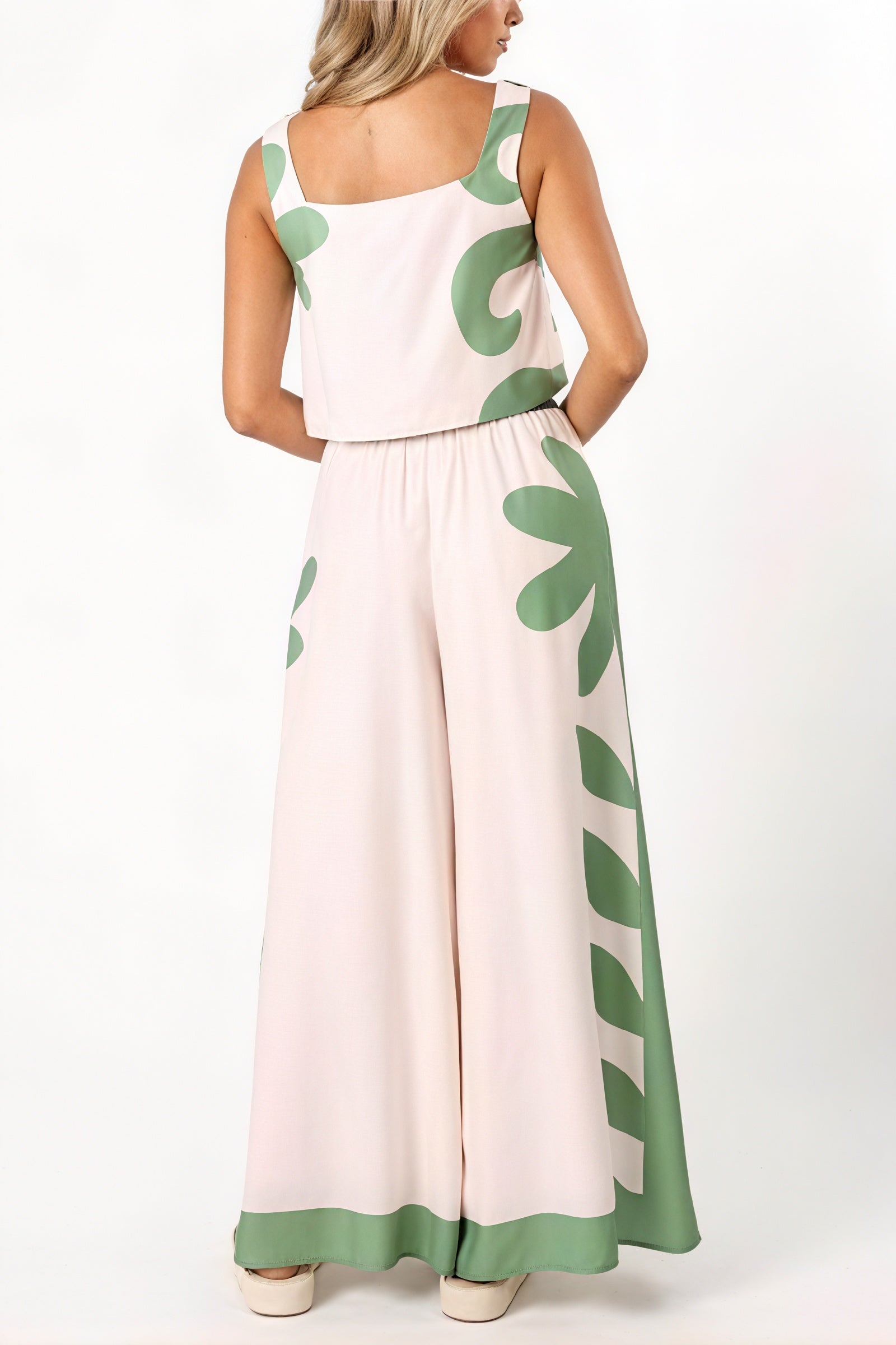 Floral Ensemble: Top & Wide Leg Hose