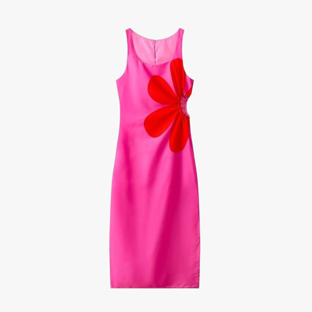 Figurbetontes Kleid mit floralem Design