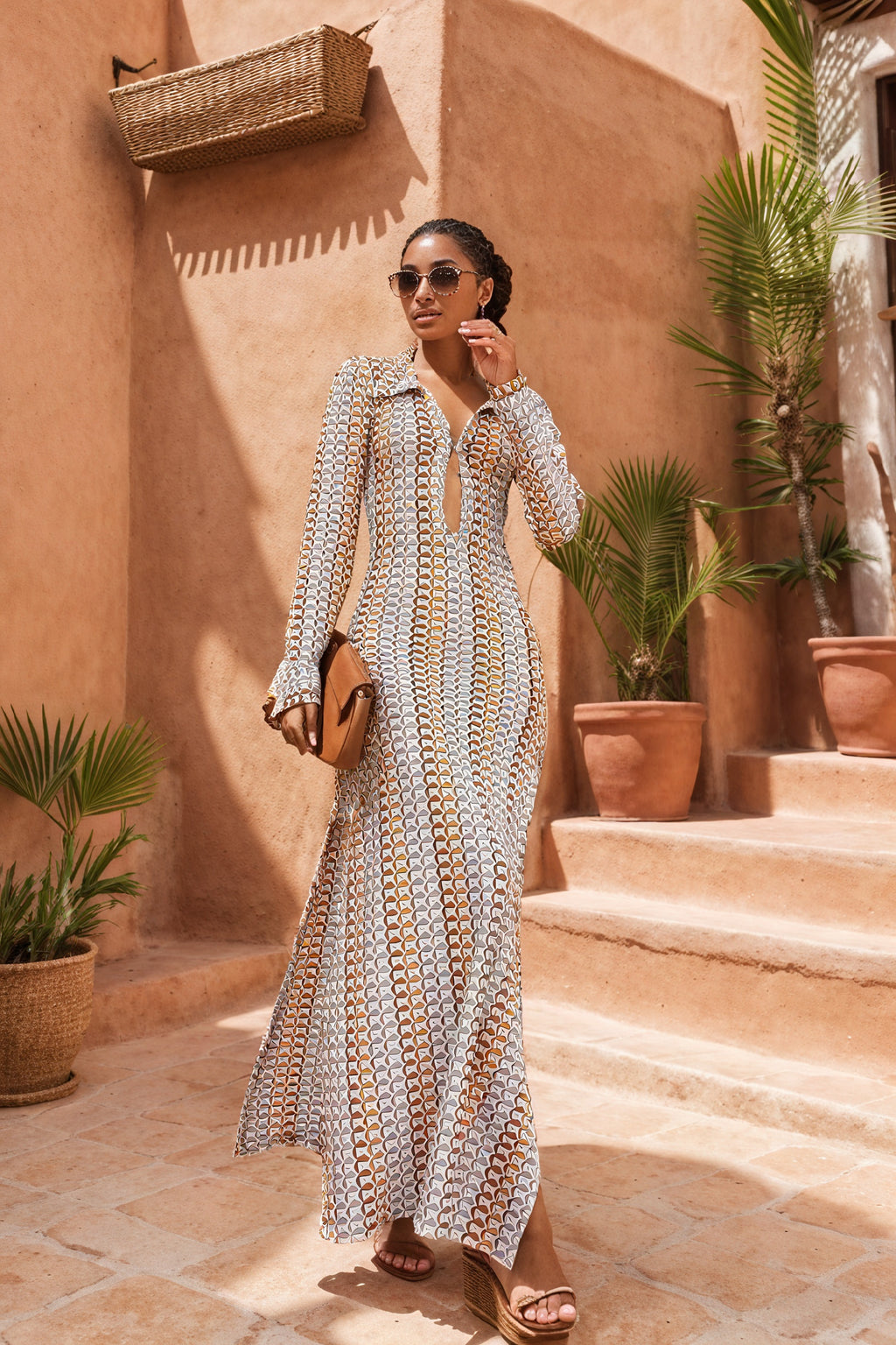 Maxikleid mit geometrischem Muster