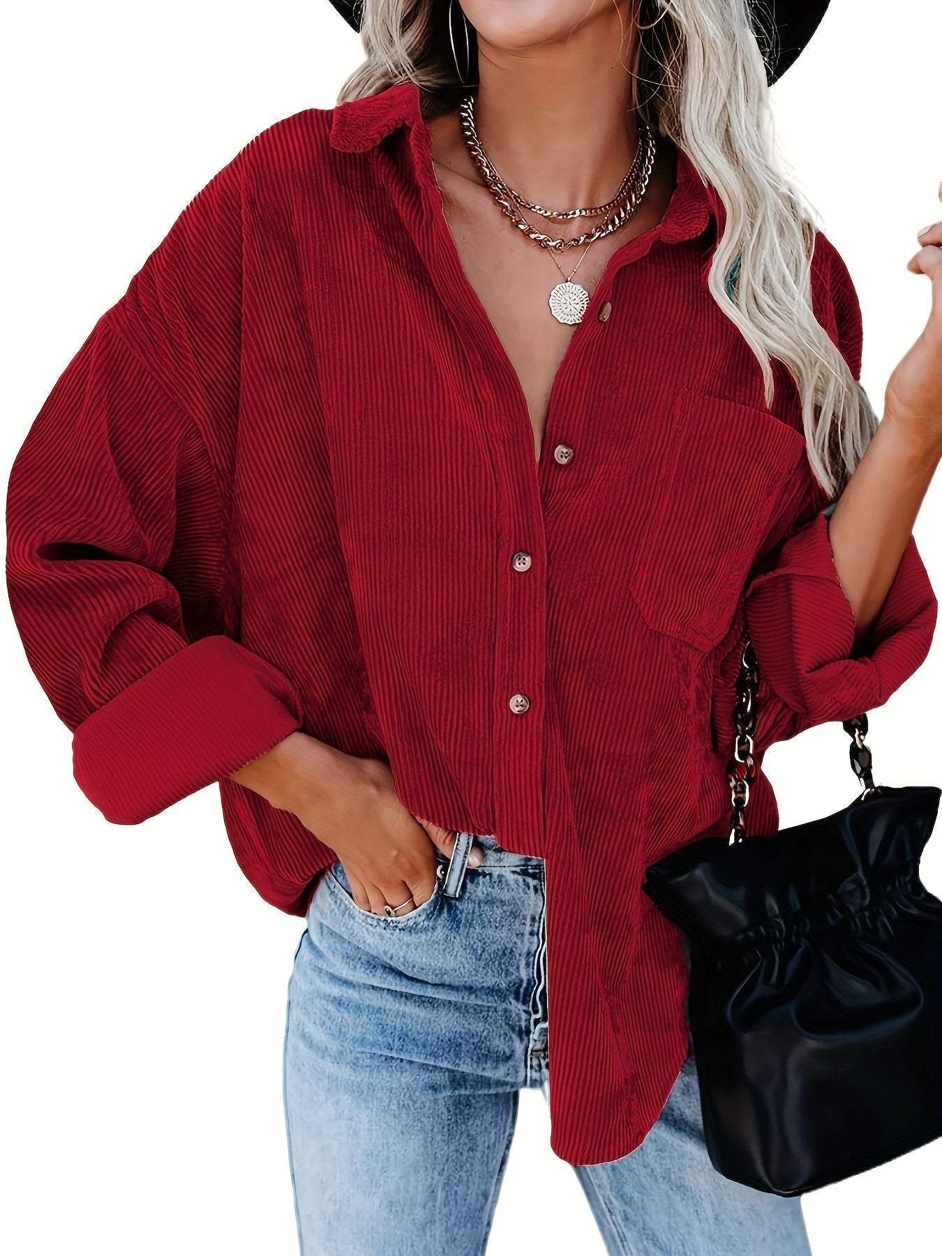 Lässige Hemdjacke mit Knopfleiste