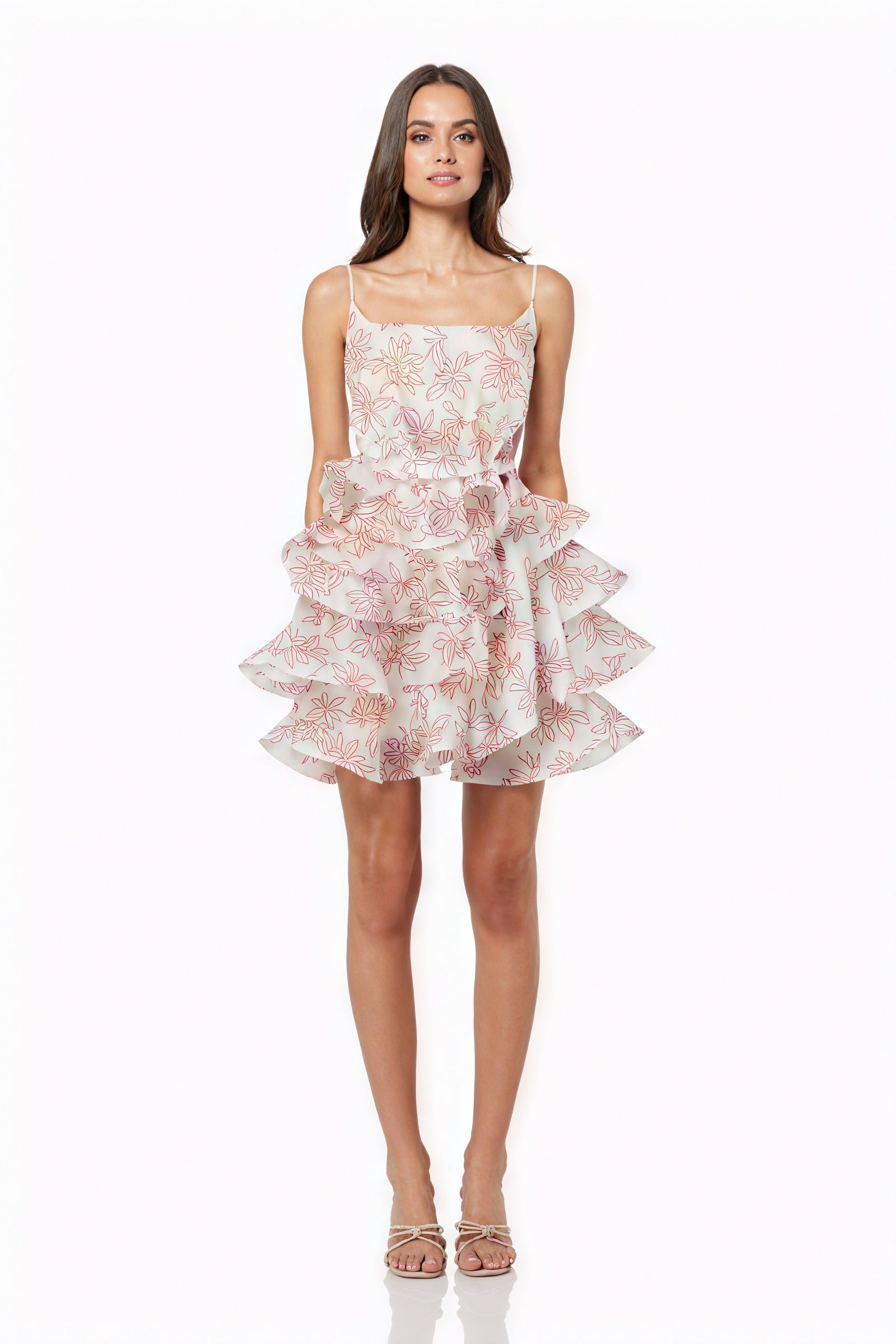 Sommerliches Kleid mit Blumenmuster & Rüschen