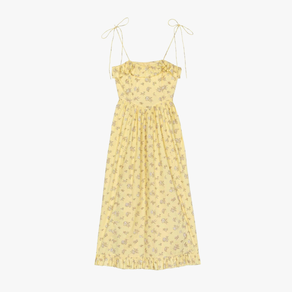 Geblümtes Midikleid mit Rüschenbesatz