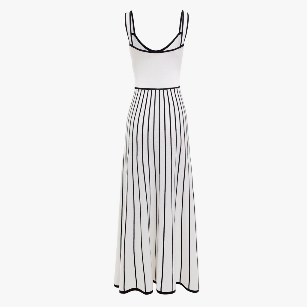 Gestreiftes Midikleid mit Knopfleiste