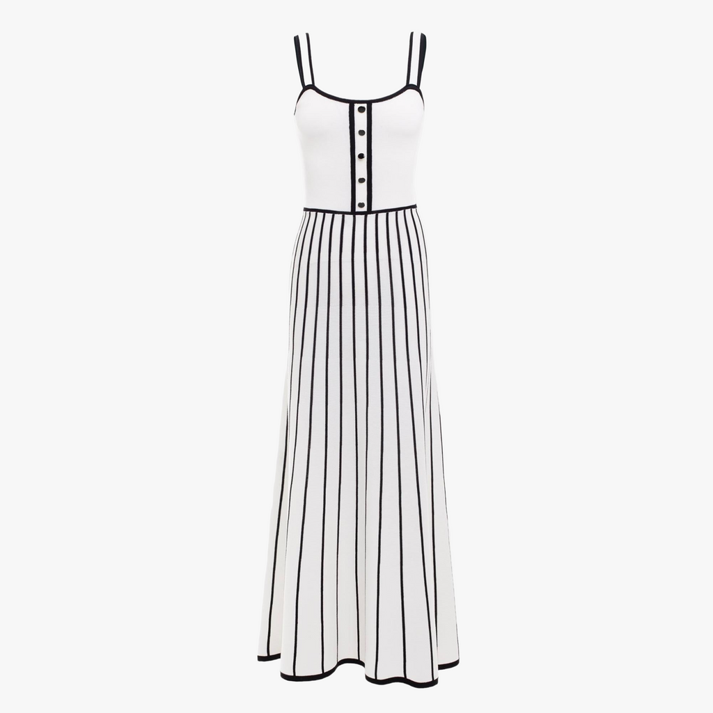 Gestreiftes Midikleid mit Knopfleiste