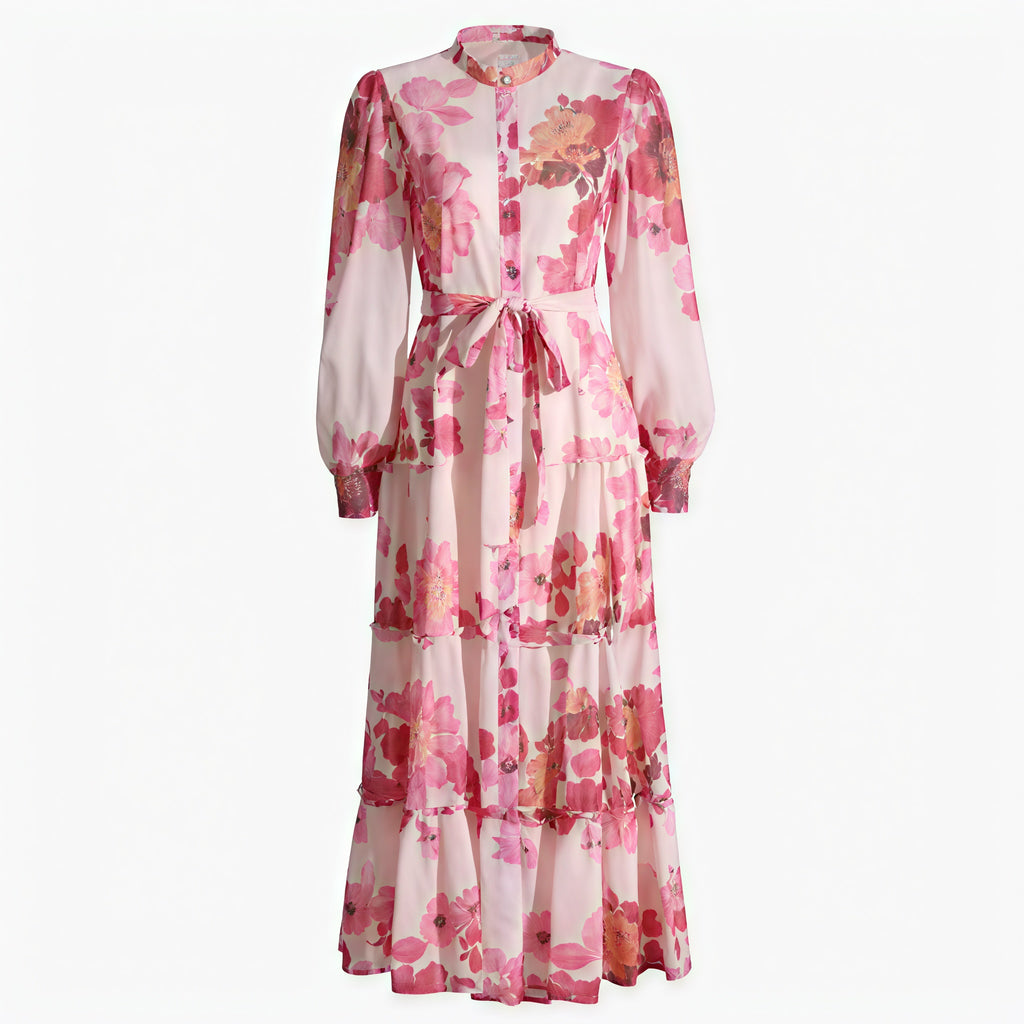 Geblümtes Kleid mit Stufenrock