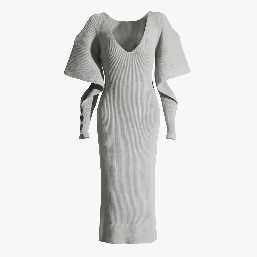 Elegantes Midikleid mit Cape-Ärmeln
