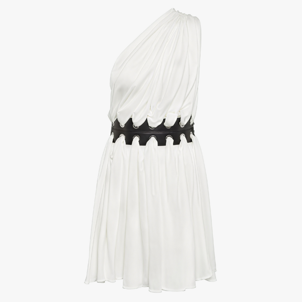 Asymmetrisches Kleid mit Taillengürtel