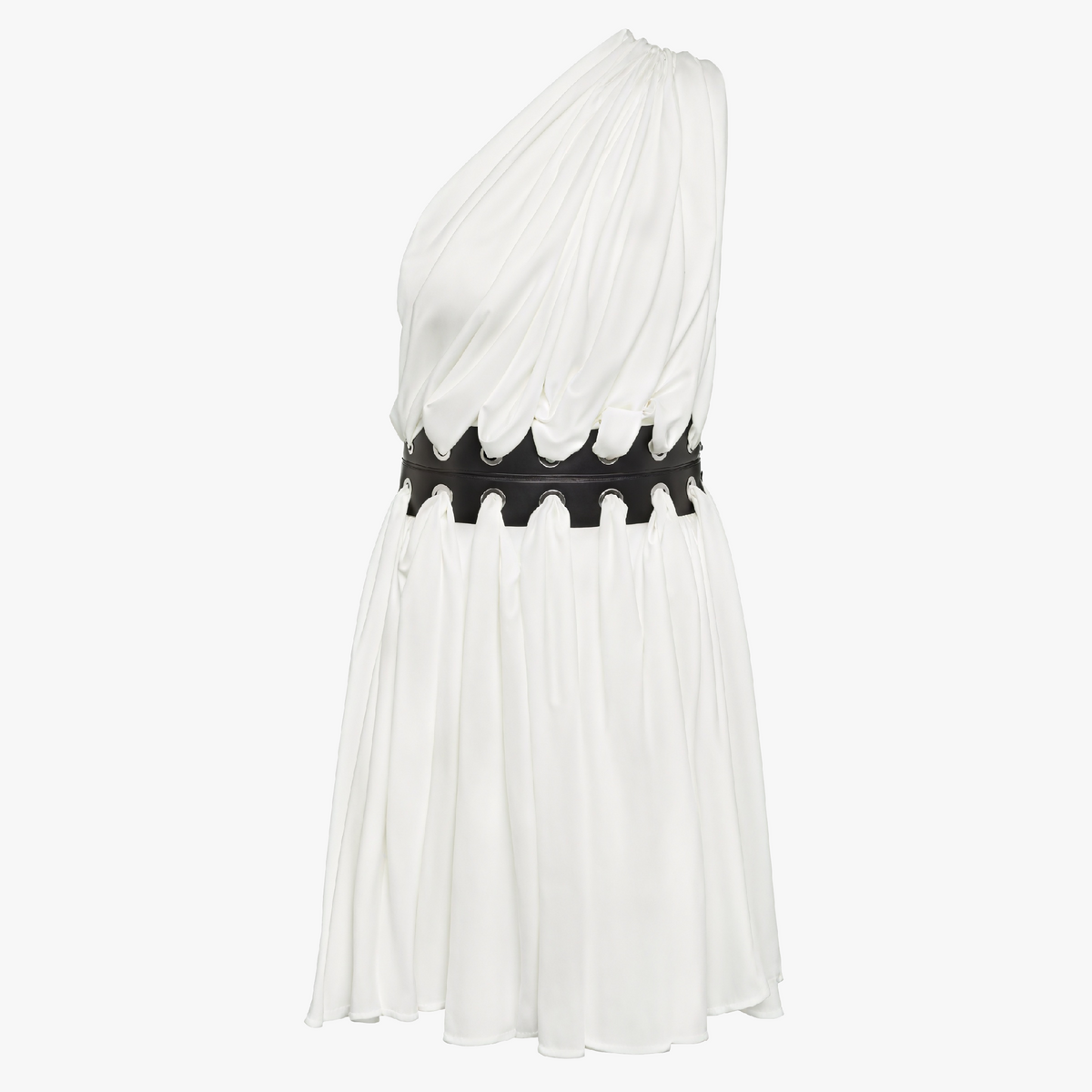 Asymmetrisches Kleid mit Taillengürtel