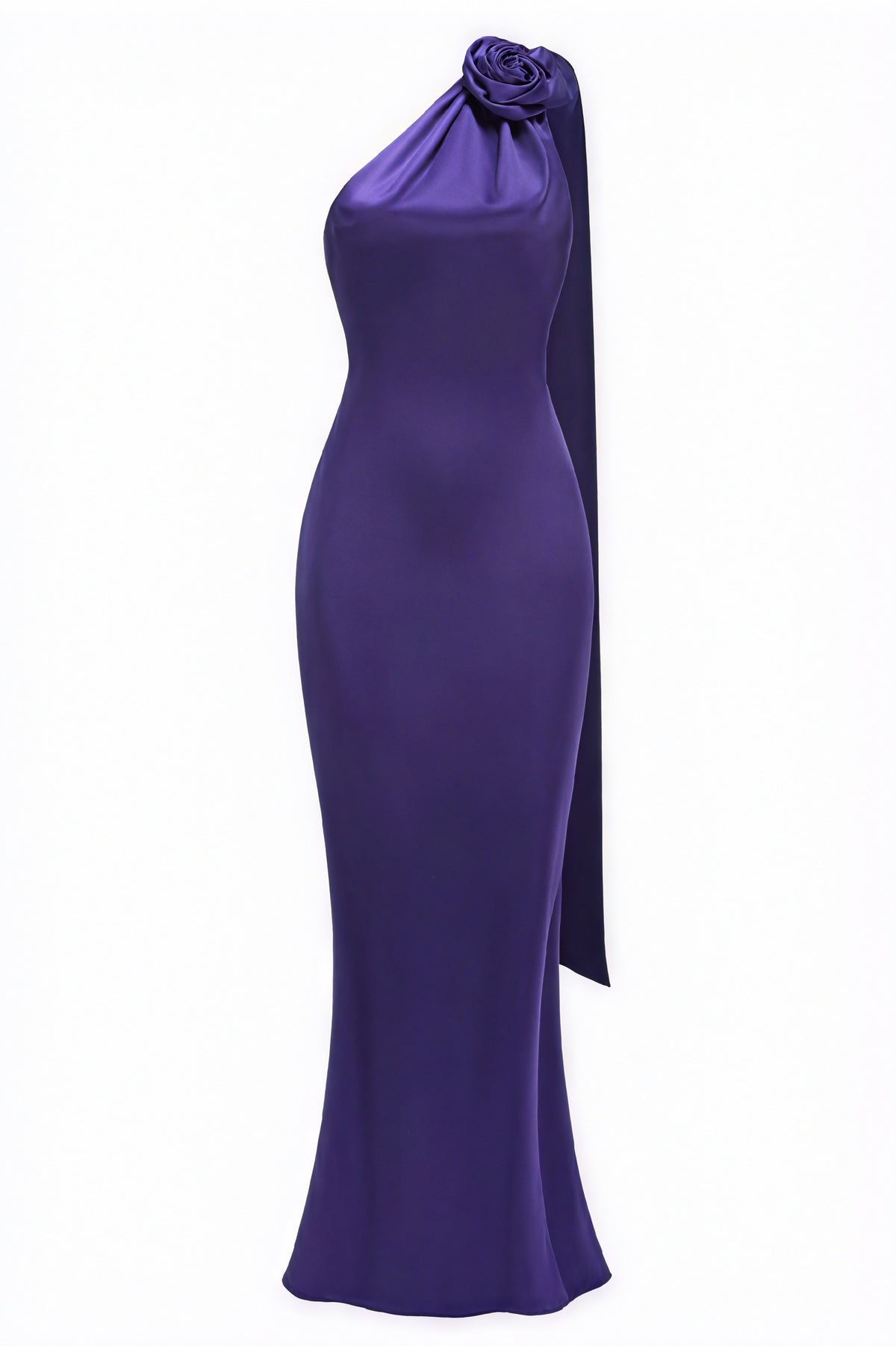 Elegantes, bodenlanges Abendkleid mit Rose