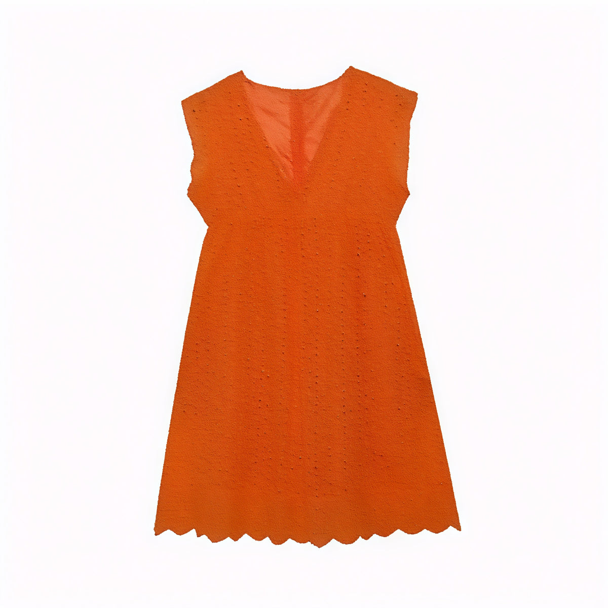 Damen Kleid Perforiertes V-Ausschnitt Ärmelloses Sommerkleid mit Wellensaum – Atmungsaktiv & Lässig-Chic-81587-71e8bacc-4005-453d-881a-66ce6cfaf38f