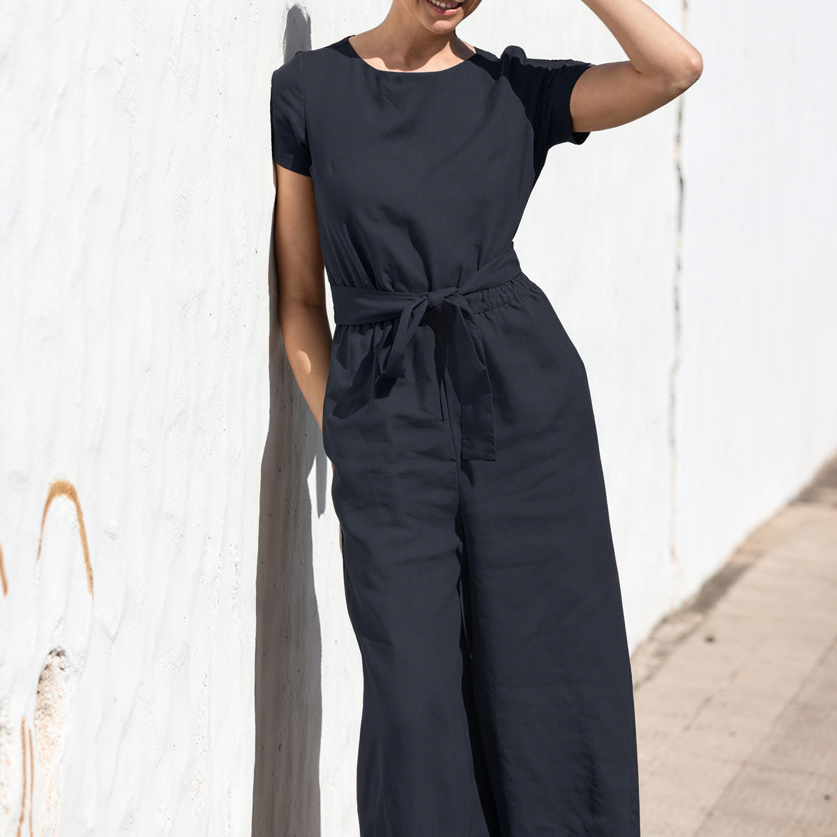 Weitbein Jumpsuit mit Tunnelzug