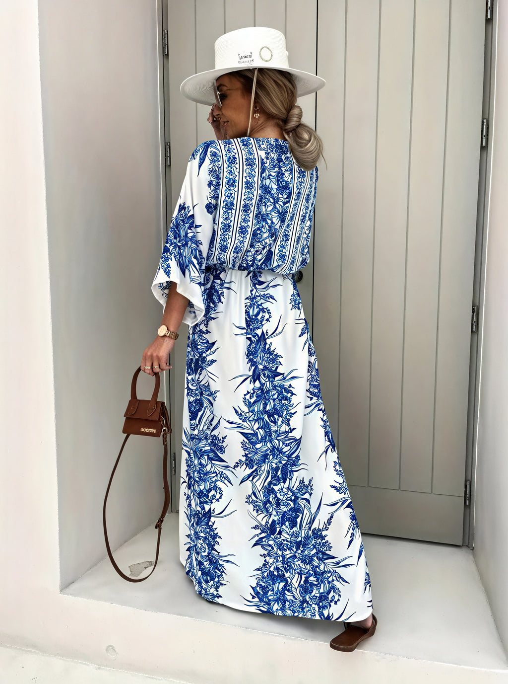Maxikleid mit Kimonoärmeln und floralem Muster