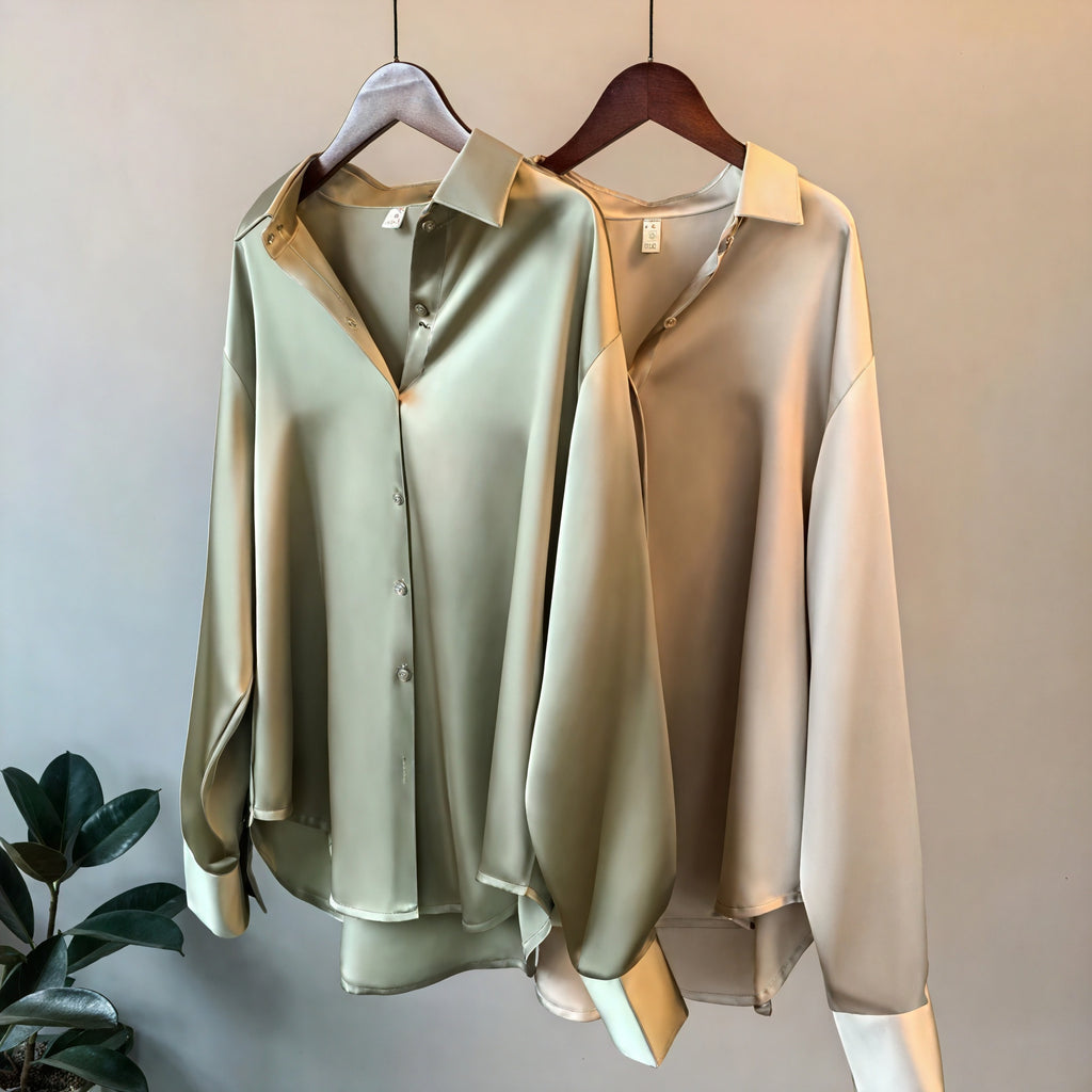 Seidenbluse mit Knopfleiste