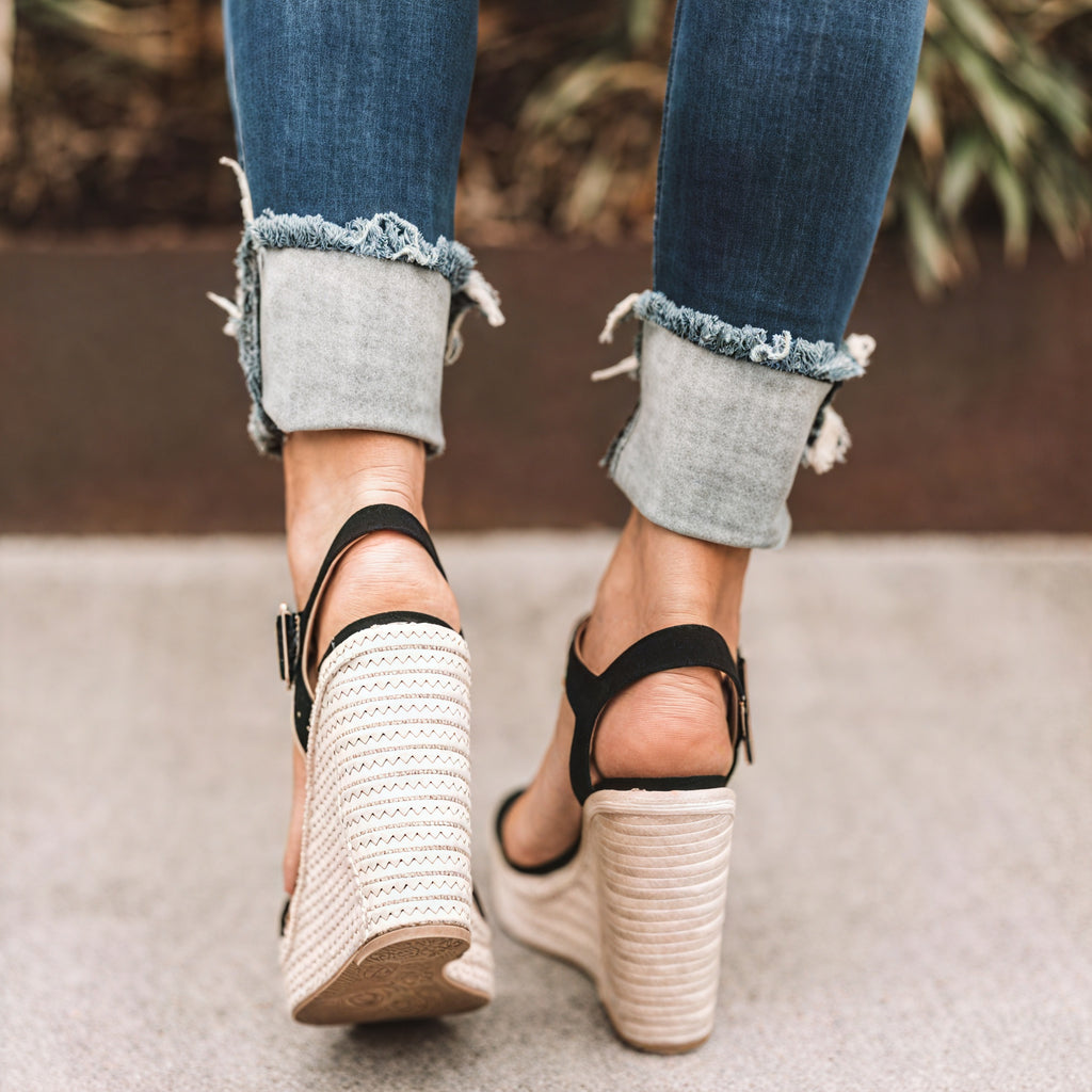 Damen Keilabsatz Sandalen – Offene Spitze, Knöchelriemen, Espadrille-Sohle-82714-25ff429b-9c9a-4e13-a772-83ca5fcfacad