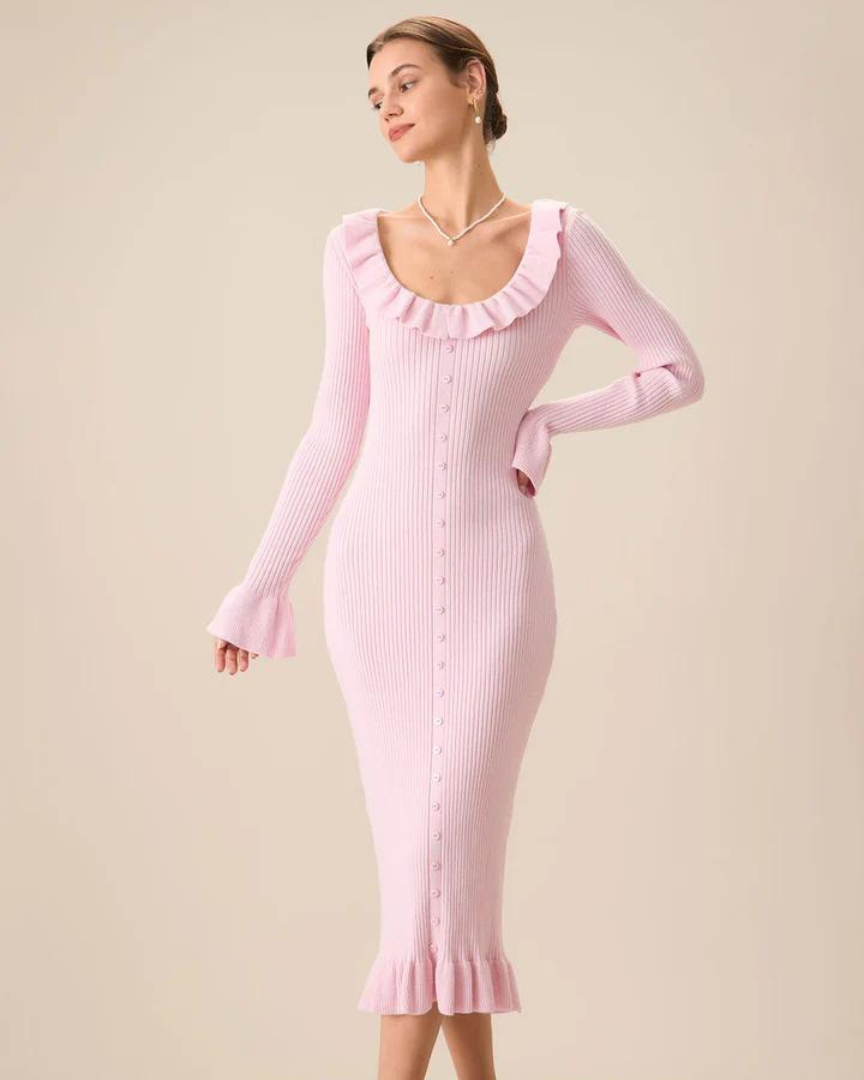 Kleid mit Rüschen und Glockenärmeln