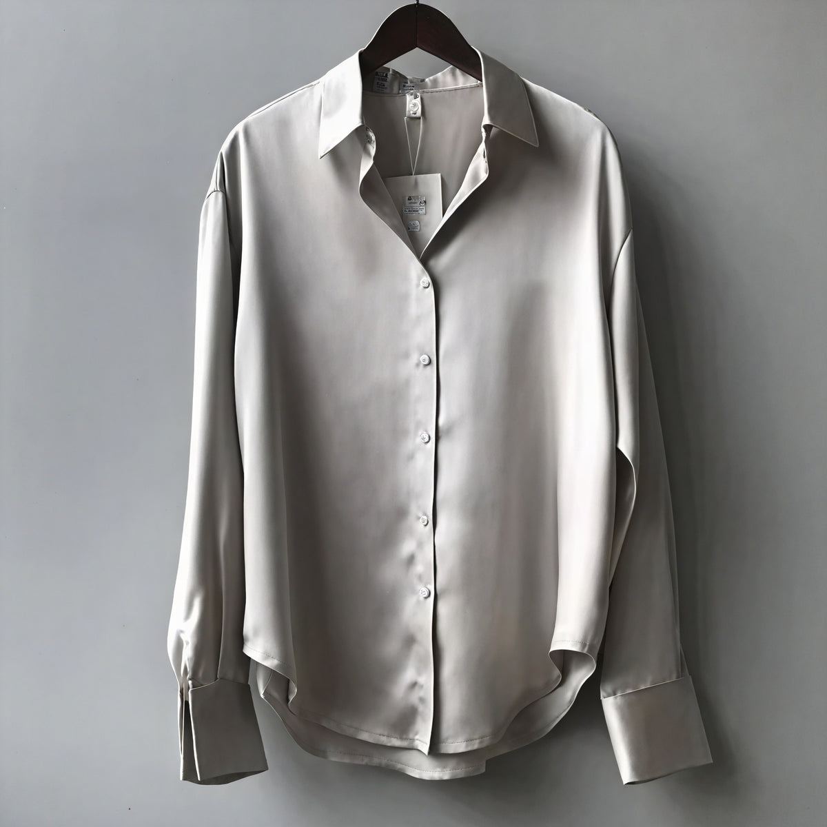Olive | Elegant Fit Satin Blouse with Soft Sheen - Image 3