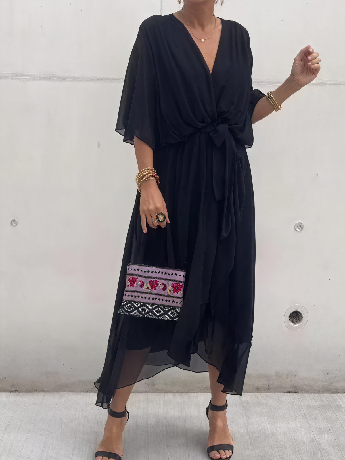 Whitney | Elegant Soft V-Neck Silk Dress for Women - Image 2