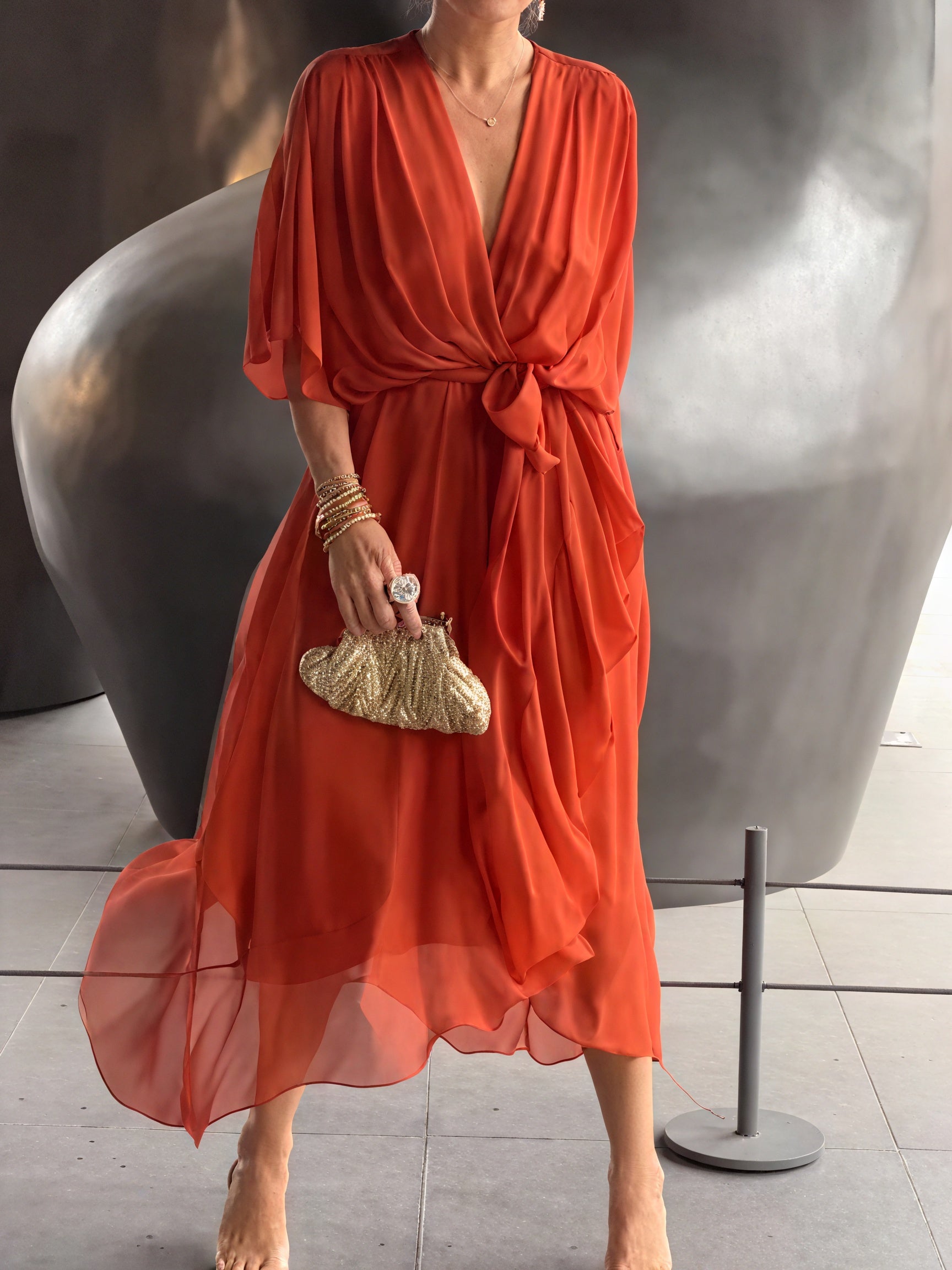 Whitney | Elegant Soft V-Neck Silk Dress for Women - Image 12