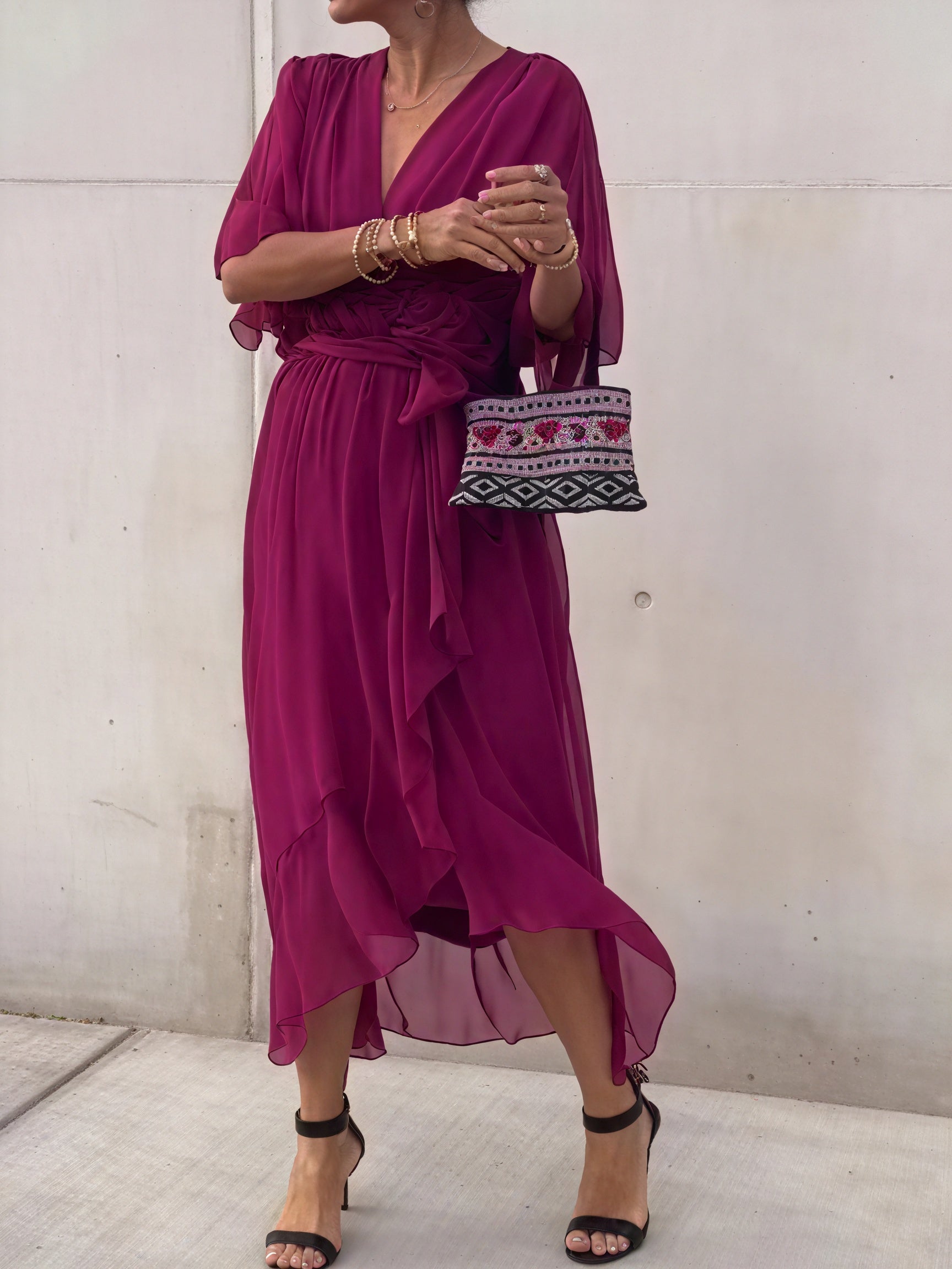 Whitney | Elegant Soft V-Neck Silk Dress for Women - Image 8