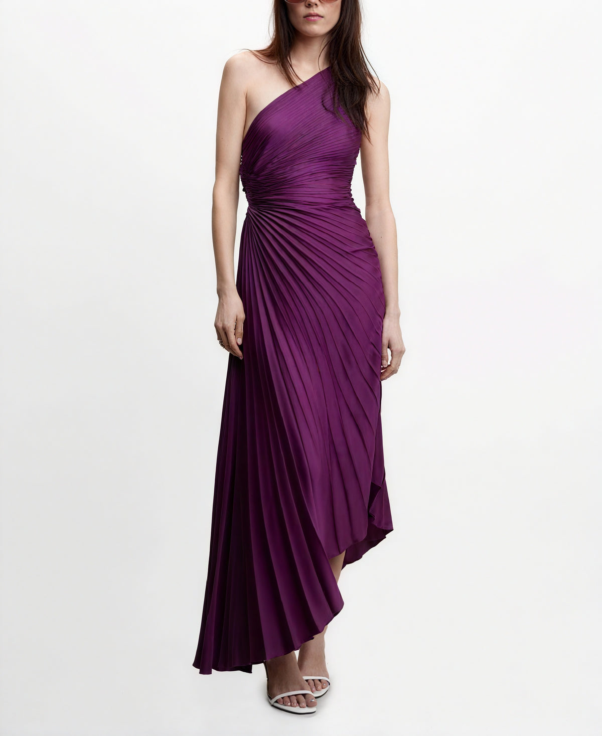 Damen Kleid – One-Shoulder, Plissierter Stoff, Asymmetrischer Saum, Elegant-83236-03e8e0f9-d099-455f-9a83-db2c4d8dd783