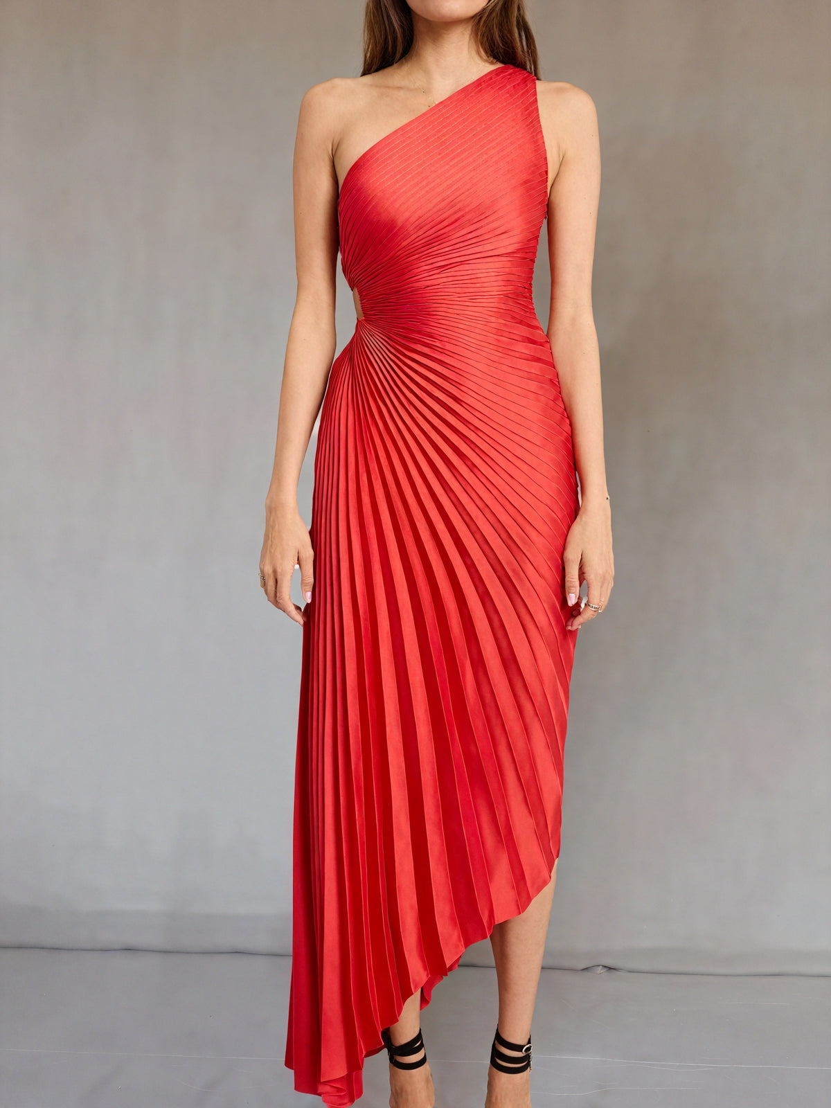 Damen Kleid – One-Shoulder, Plissierter Stoff, Asymmetrischer Saum, Elegant-83236-0fed524a-3d60-497b-8a67-19964d98aa2e