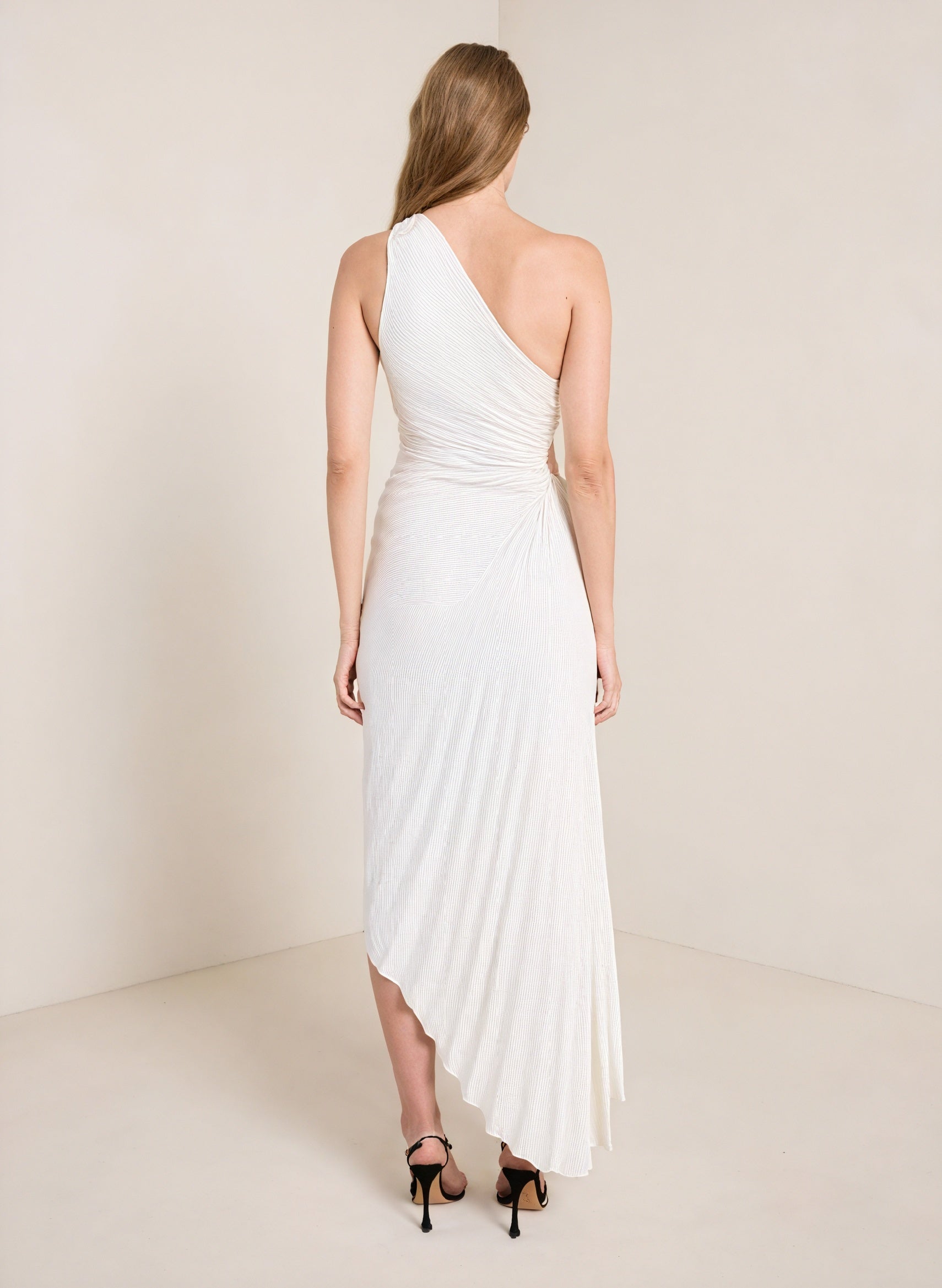 Damen Kleid – One-Shoulder, Plissierter Stoff, Asymmetrischer Saum, Elegant-83236-a6fa49e5-6aaa-4b30-8e49-bace34ef74da
