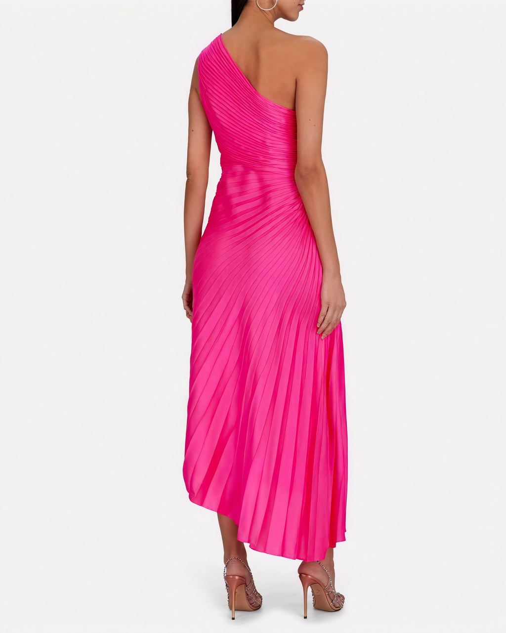 Damen Kleid – One-Shoulder, Plissierter Stoff, Asymmetrischer Saum, Elegant-83236-9ecc7b32-07b1-4a72-b918-61e3b19f21d1