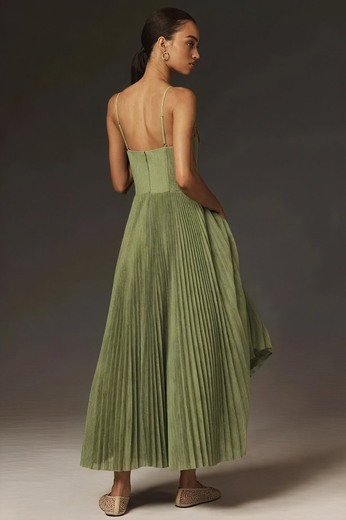 Winnie | Elegant Pleated Fit & Flare Midi Dress - Image 3