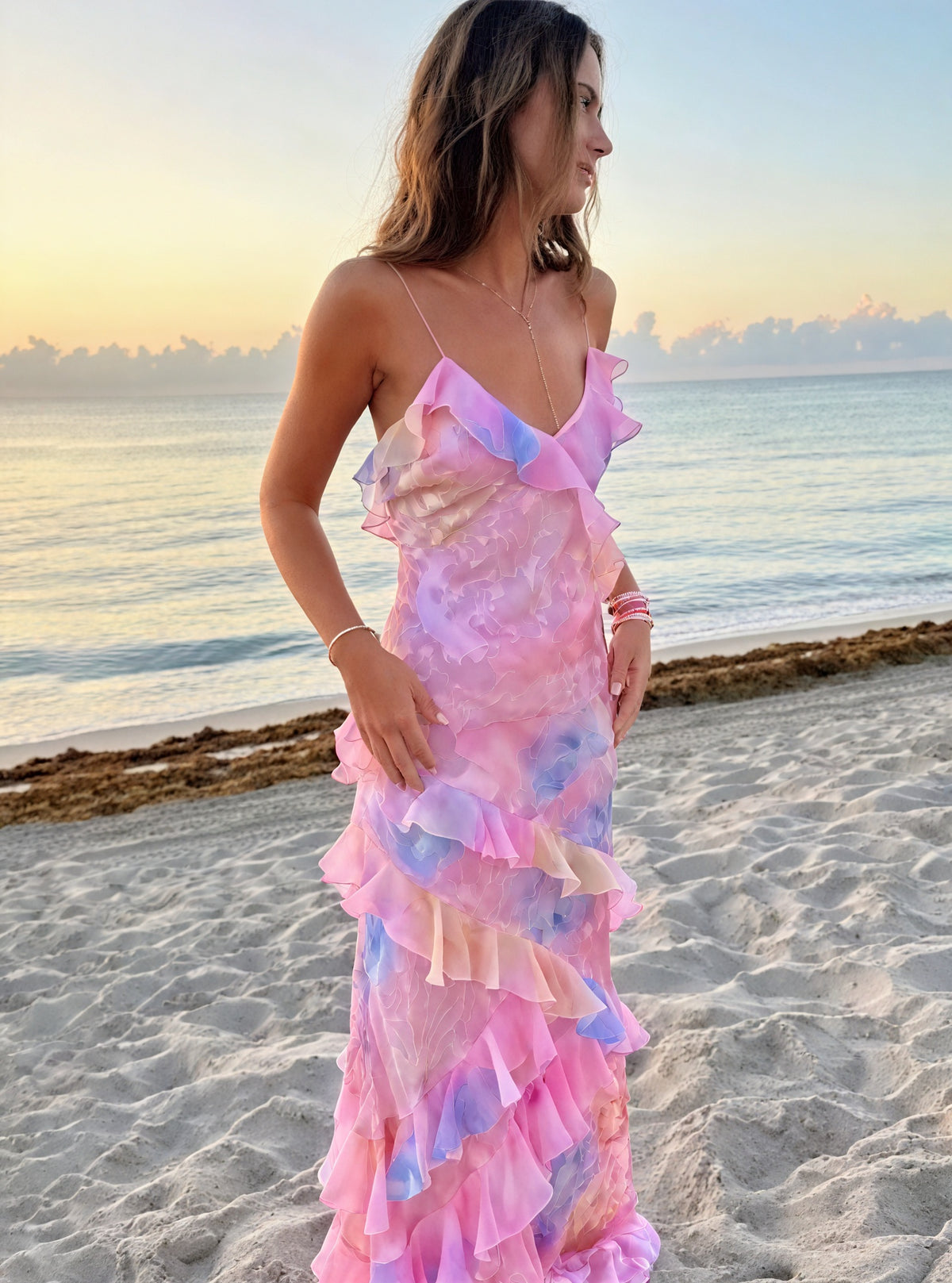 Kleidhaus Damen Sommerkleid – Ärmellos, Fließend, mit Spaghettiträgern & Rüschen-83280-0f6a5e42-c4ac-4076-ad01-9a638af67c1d