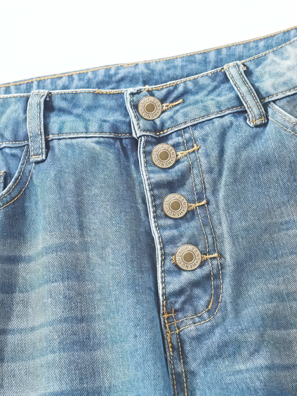 Damen Loose Fit Jeans – Hellblauer Denim, Knopfleiste, Umschlag, Lässig-83359-0a2cbd67-8001-4f29-bb0f-8d7acf748bd6