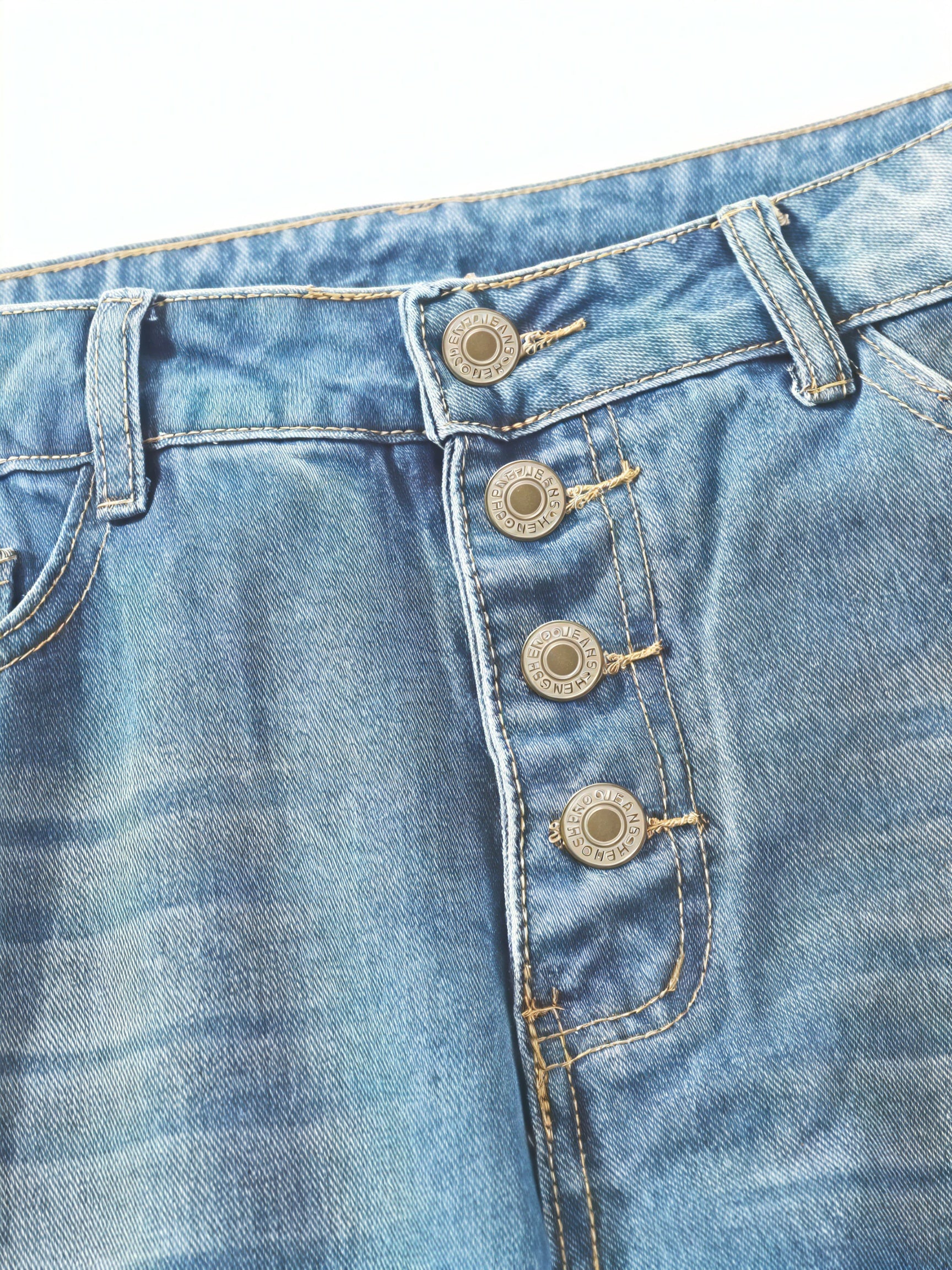 Damen Loose Fit Jeans – Hellblauer Denim, Knopfleiste, Umschlag, Lässig-83359-0a2cbd67-8001-4f29-bb0f-8d7acf748bd6