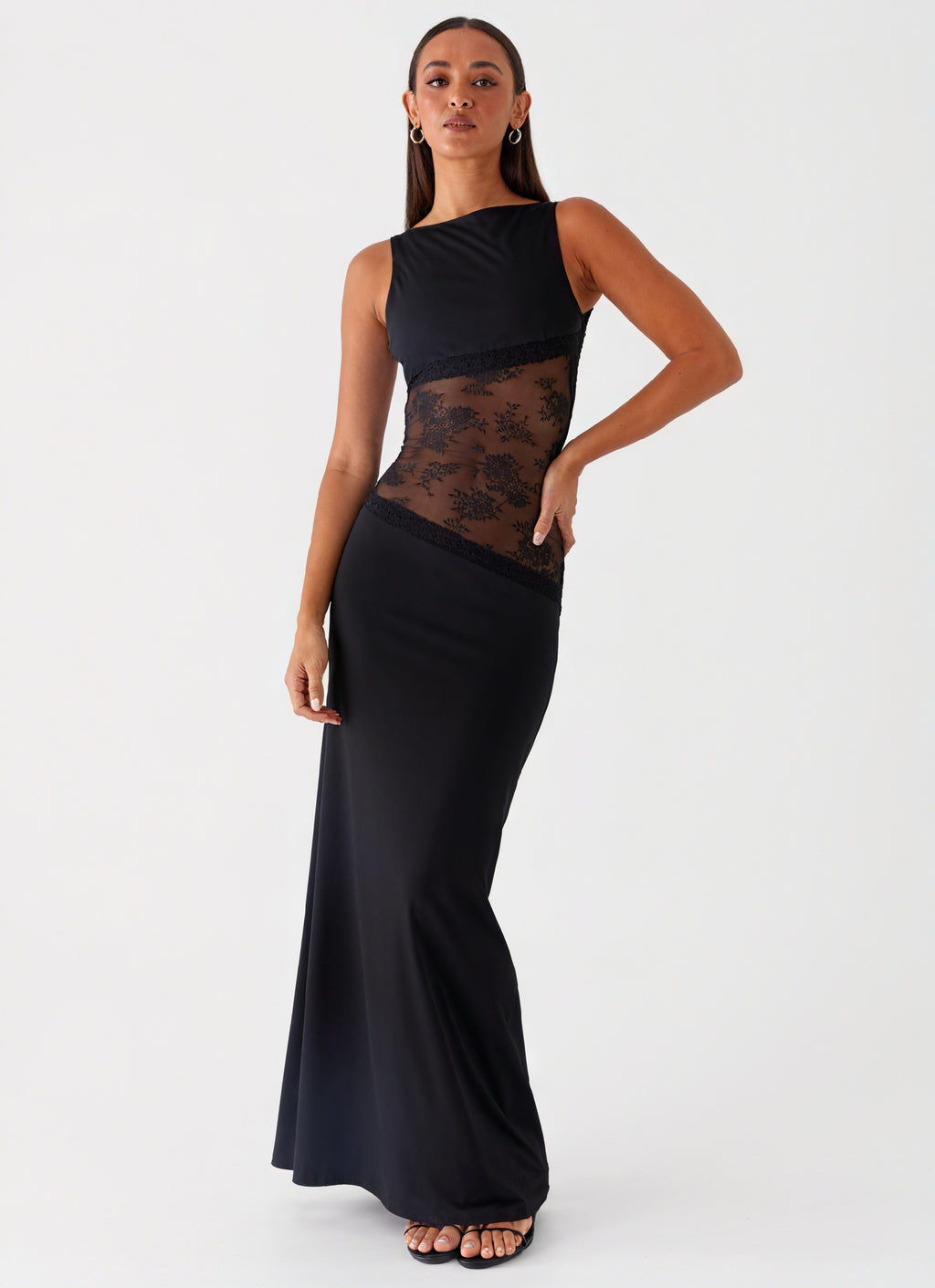 Damen Maxikleid – Ärmellos mit Spitzenpanel, Elegant, Abendkleid-83478-cd0d88ce-8f4b-4c49-b224-7acfe9121435