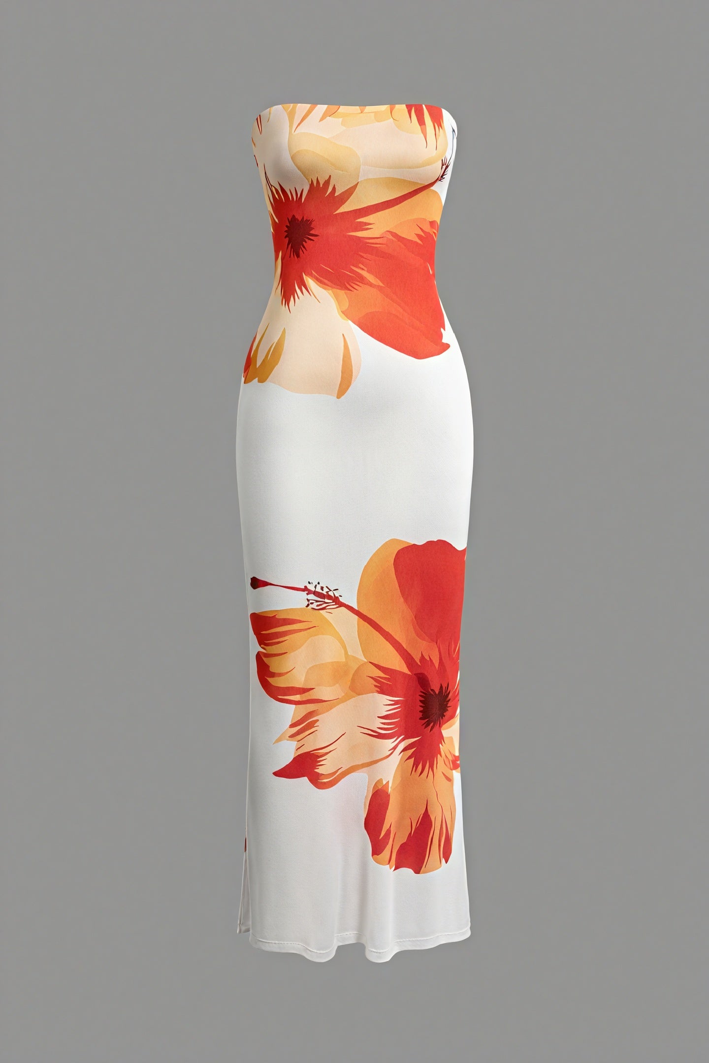 Damen Maxi-Kleid – Trägerlos, Blumenprint, Fließend, Kleidhaus-83497-96696cb7-2bc0-490f-b9c0-54534c704892