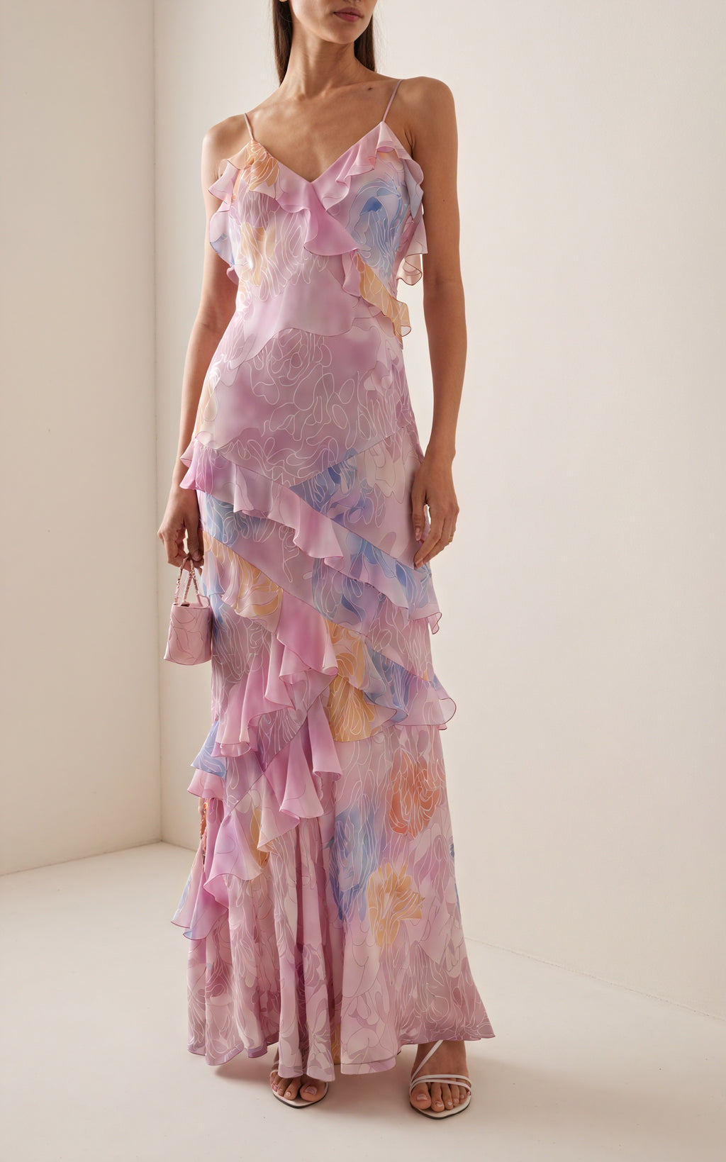 Damen Kleid – Blumenmuster, Spaghettiträger, Rüschen, ärmellos-83560-02efe3b6-b026-4698-94fb-61786a9cfbe6