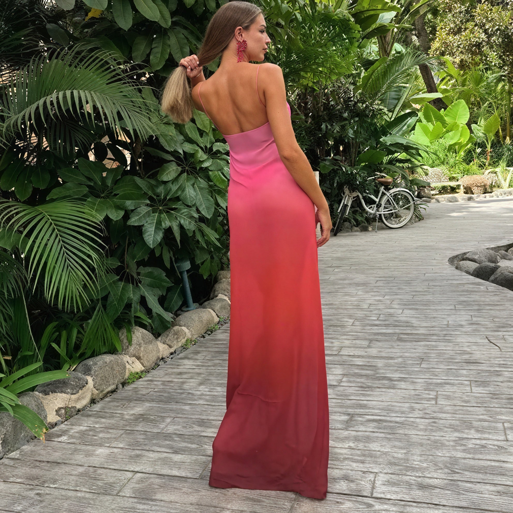 Damen Maxi-Kleid – Ärmellos, Spaghettiträger, Ombre-Farbverlauf, Elegant-83812-2af0af6b-db03-4ef7-b241-0a1166007841