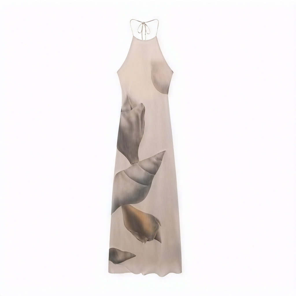Damen Maxikleid – Halterneck, Einzigartiger Print, Strukturiert, Leichtes Material-83816-c6fd10d8-1d1c-4919-aebf-cd88767b6090