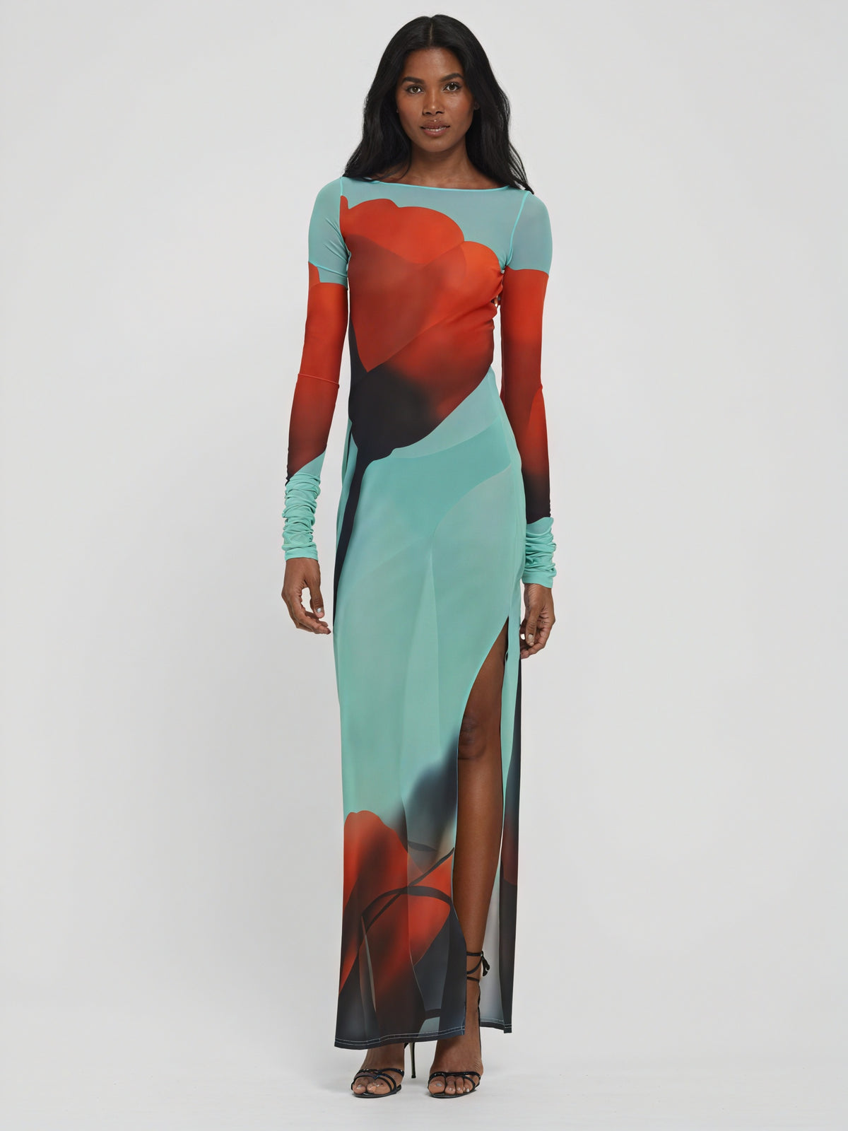 Damen Maxikleid – Bunt Gemustert, Langarm, Bodenlang-83850-7272b764-e785-44ad-9afa-d4bb447c62c9