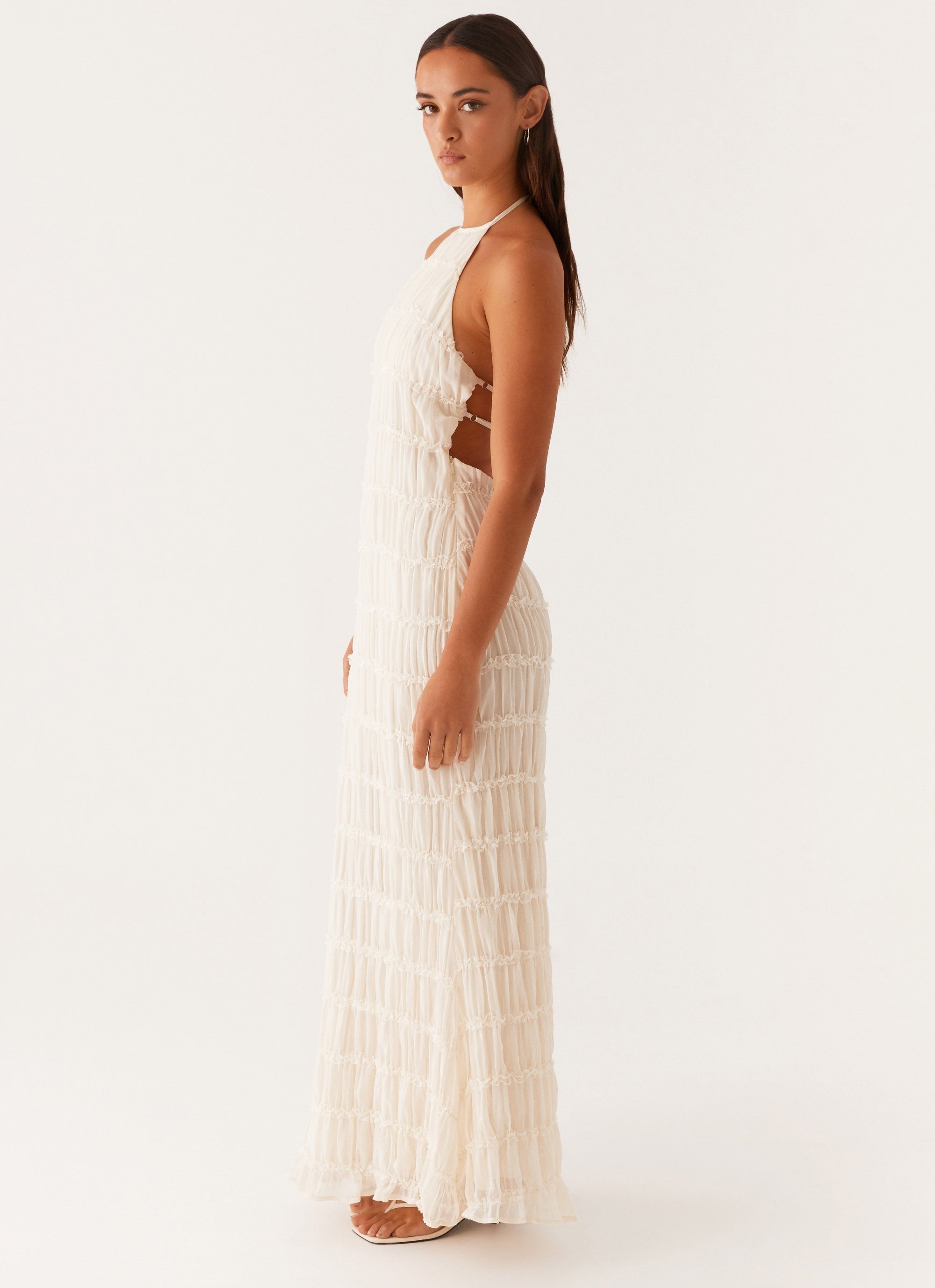 Damen Maxi-Kleid mit Halter-Ausschnitt und Texturstoff, elegant-83499-933d52e2-9d2c-4601-956e-cf8551994ae9