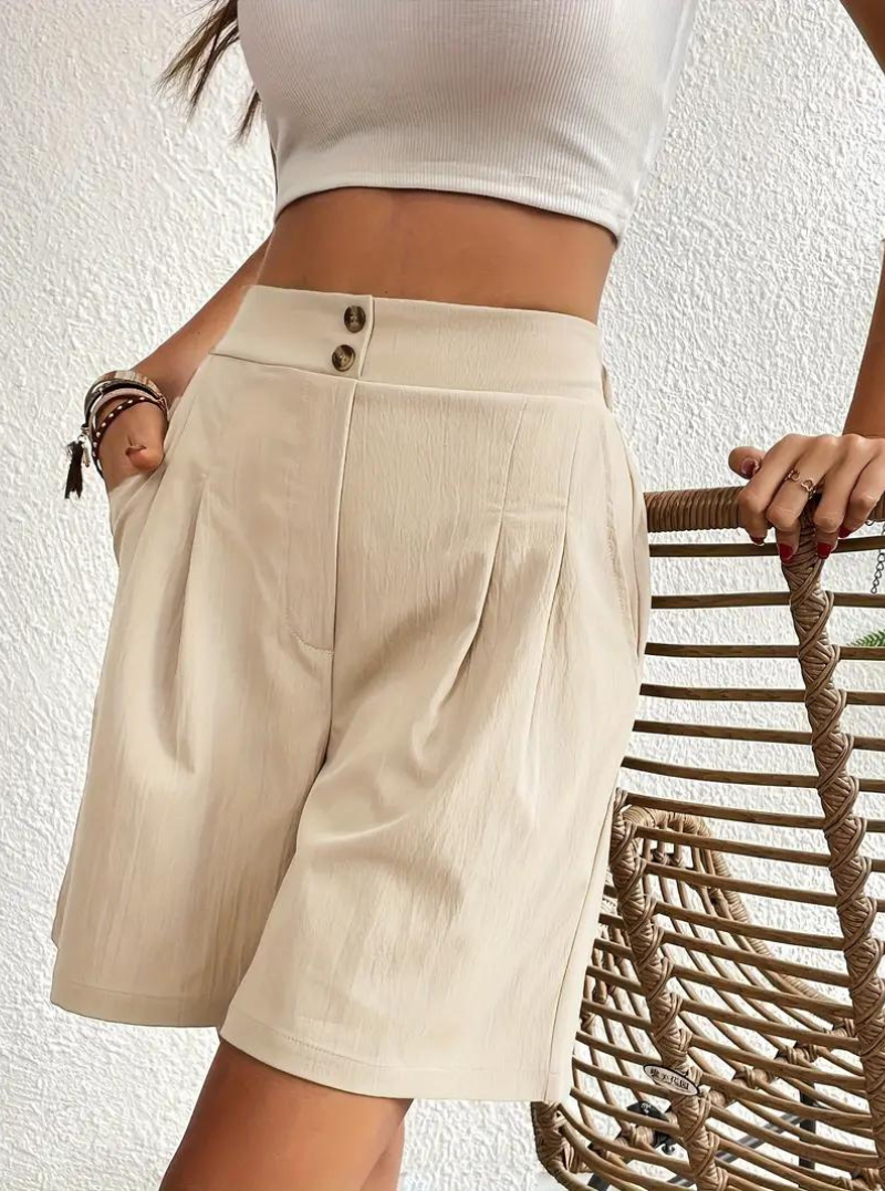 Damen Shorts – Hochtailliert, Bundfalten, mit Taschen-82558-9cb62cda-957e-40e3-9bfe-f2eae9ac5575