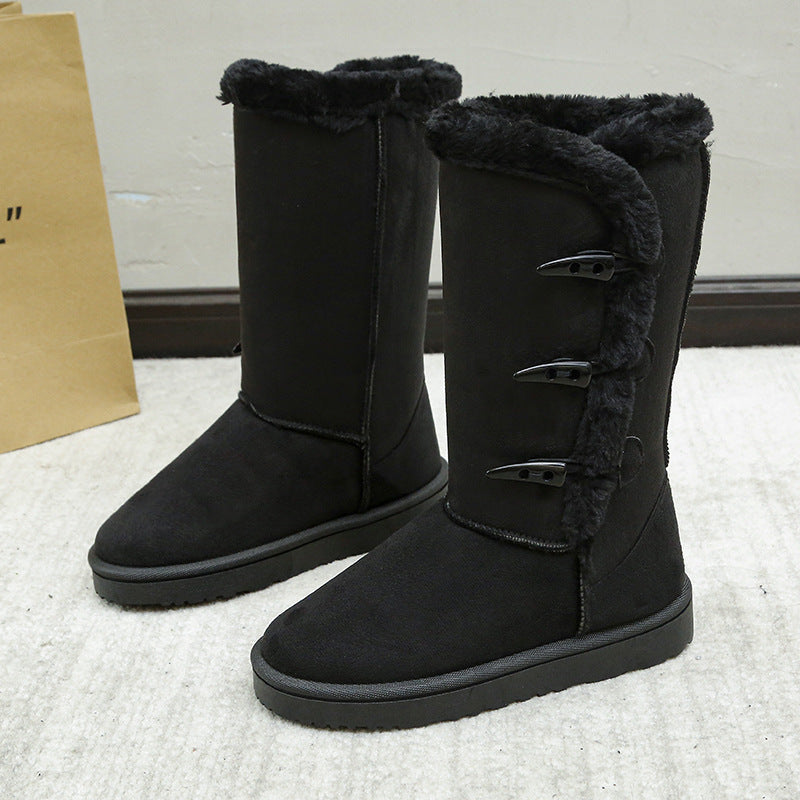 Damen Stiefelette – Wildleder, Faux-Fur Futter, Knebelverschluss, Gummi-Sohle, Winter-43004-9b753356-80c7-4638-aff3-7a24defcc4d1