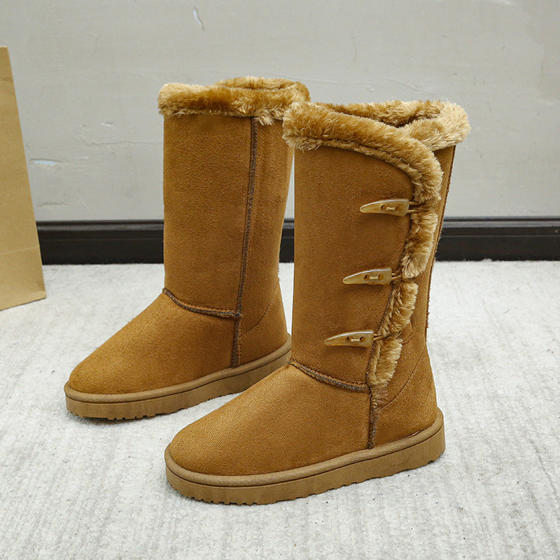 Damen Stiefelette – Wildleder, Faux-Fur Futter, Knebelverschluss, Gummi-Sohle, Winter-43004-b49fe43b-9b7b-44fb-a52a-2d611f6f0430