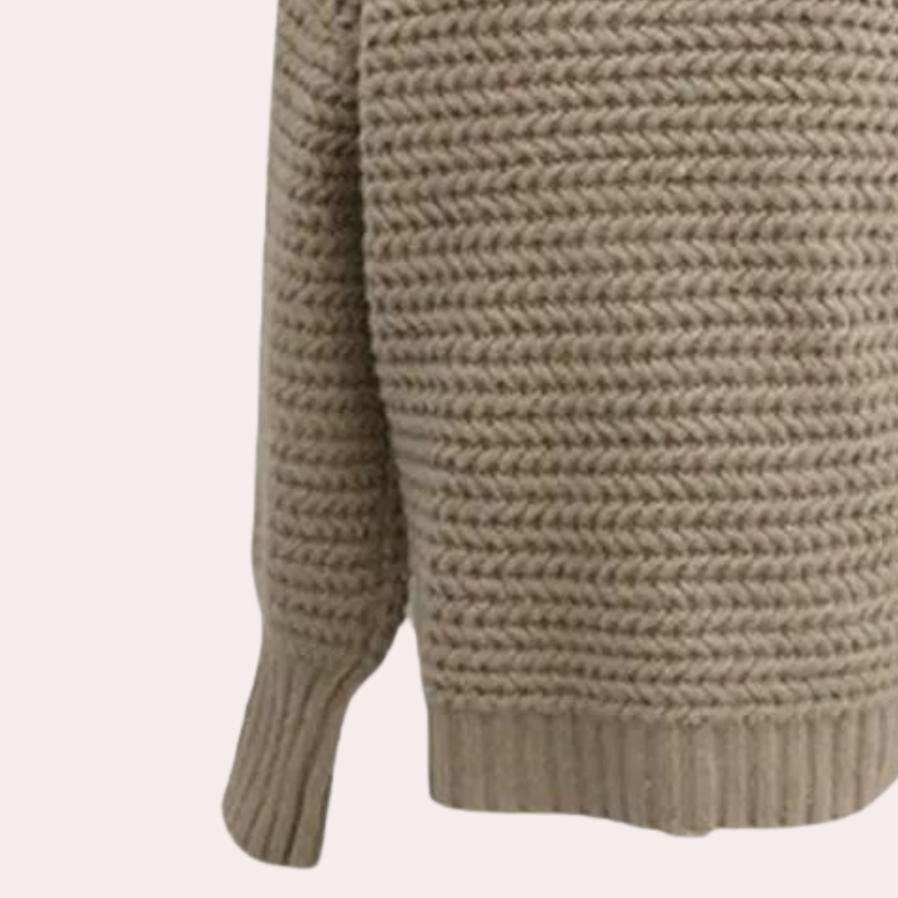 Damen Pullover – Chunky Knit, Hoher Rollkragen, Oversized Ärmel, Off-White, Acryl-Baumwolle-54883-58562563899722