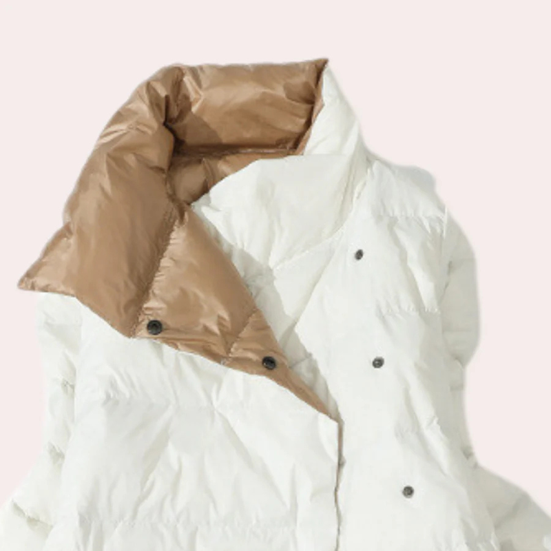 Damen Puffer-Mantel – Zweifarbig, Oversized, Wadenlang, Polyester, Modern-54885-58562553184586