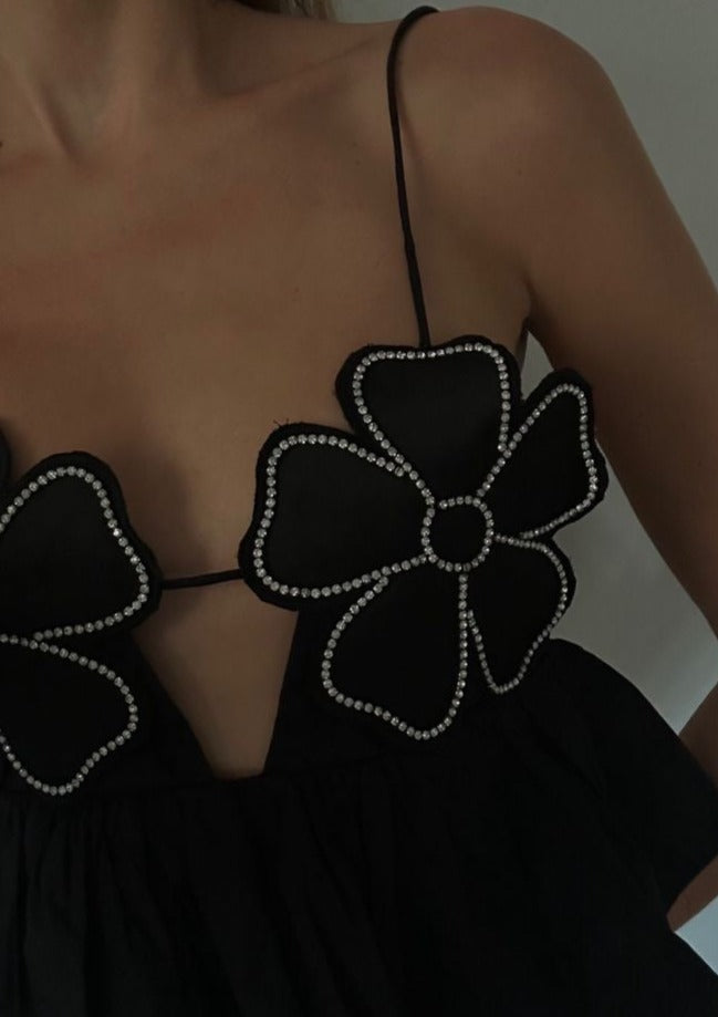 Blütenbesetztes Peplum-Top mit Neckholder