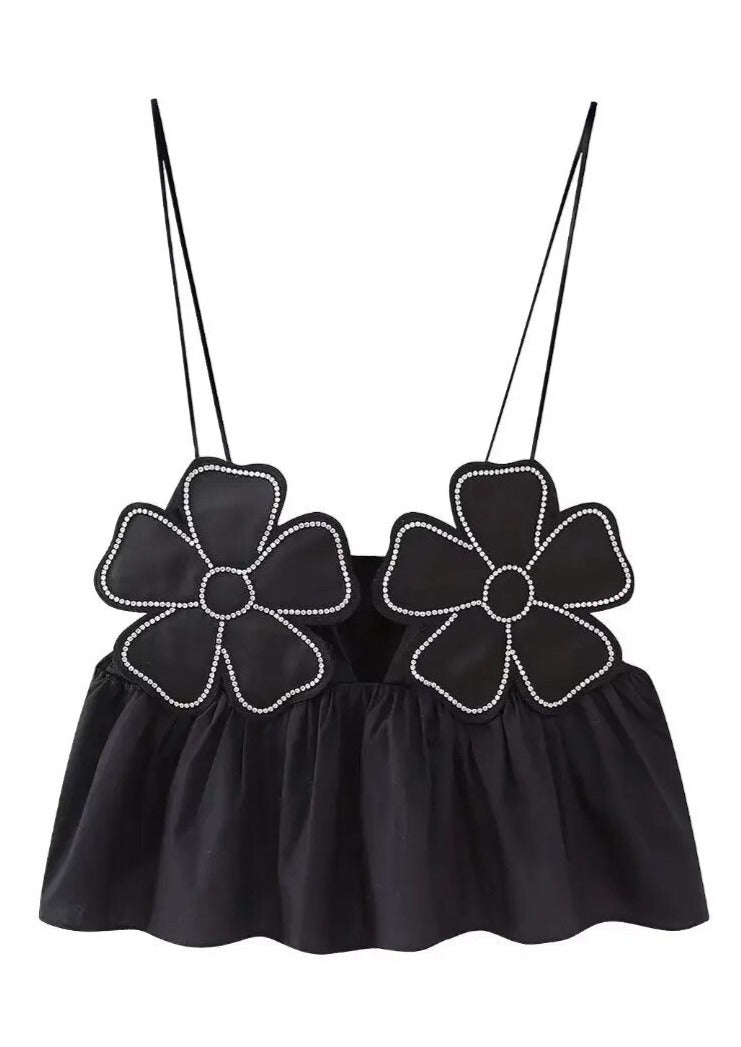 Blütenbesetztes Peplum-Top mit Neckholder